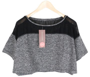 SWEATY BETTY Contemporary Women's T-Shirt L Grey Stretch Cropped Sleeve