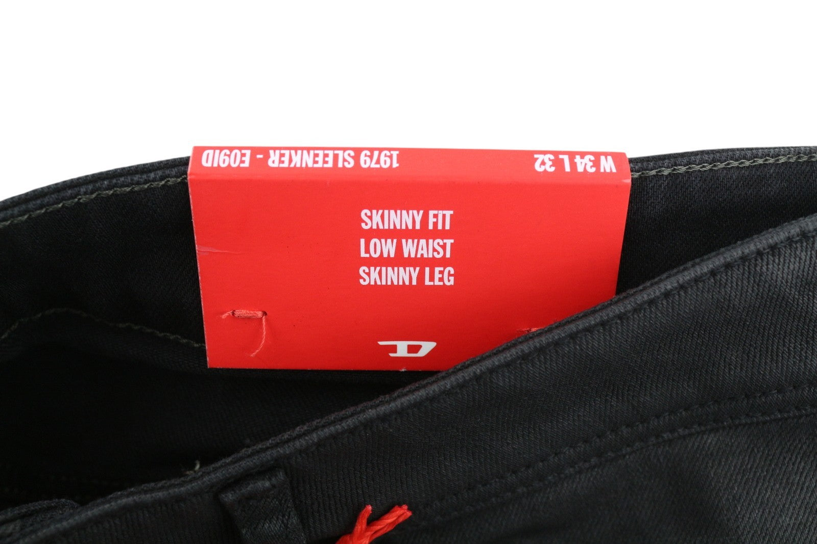 DIESEL 1979 Sleenker E09ID Men Jeans W34/L32 Slim Coated Shiny Zip Black RRP€225