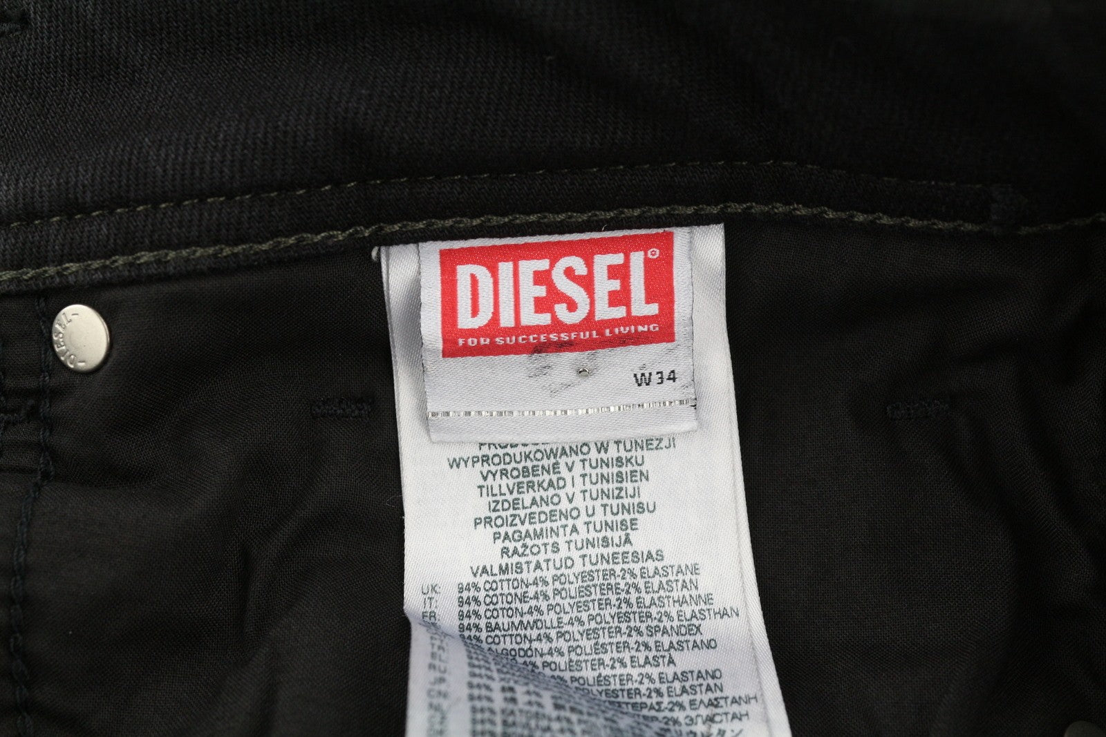 DIESEL 1979 Sleenker E09ID Men Jeans W34/L32 Slim Coated Shiny Zip Black RRP€225