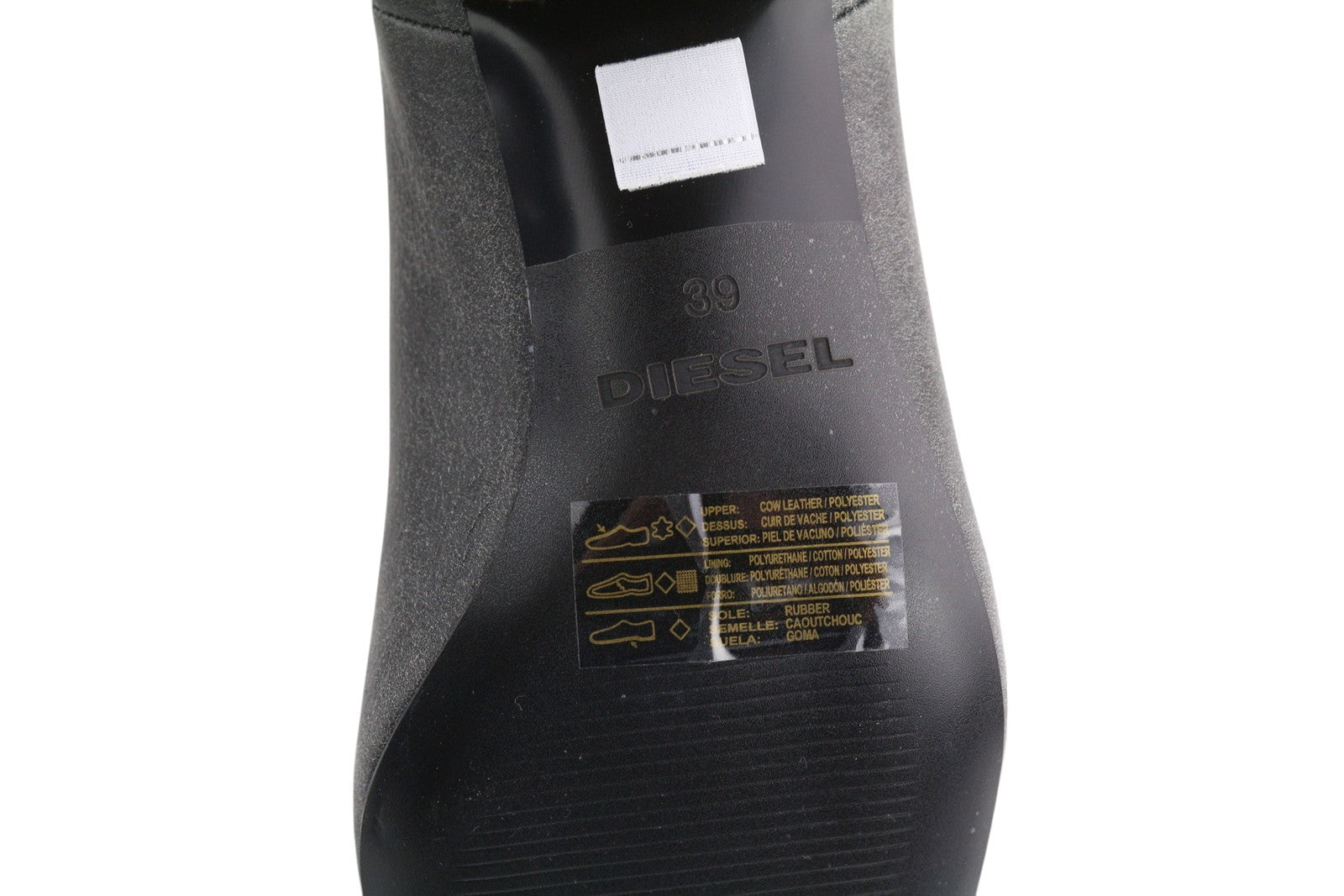 DIESEL D-Texanne CH Women Boots EU39 Black Grey Leather Ankle Top Cuban RRP290