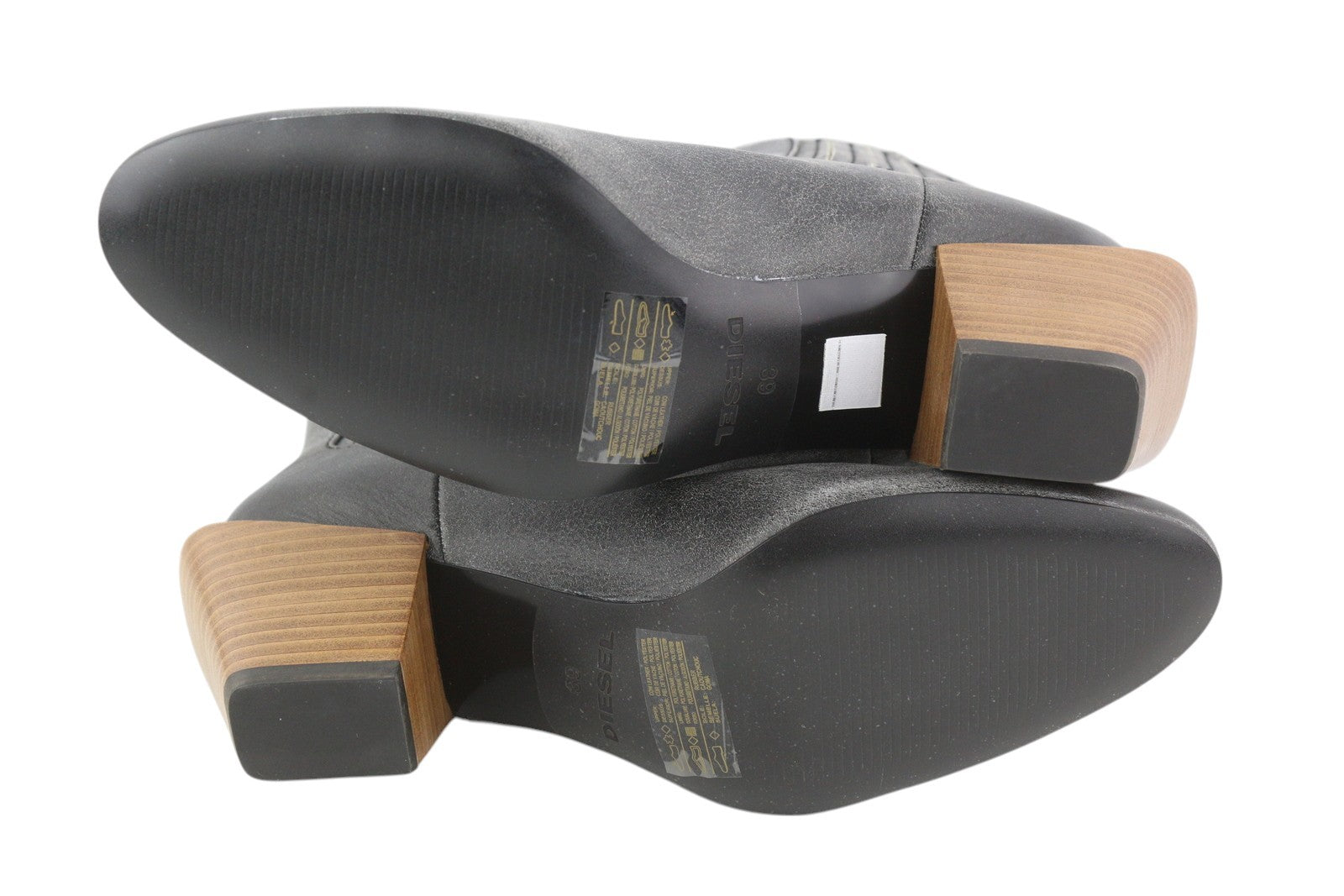 DIESEL D-Texanne CH Women Boots EU39 Black Grey Leather Ankle Top Cuban RRP290