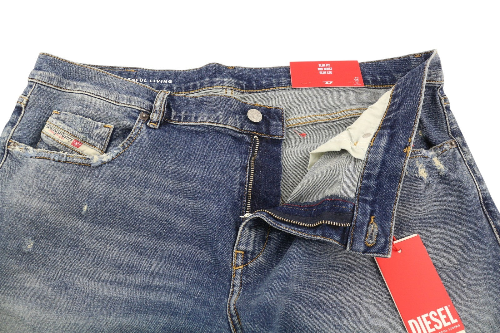 DIESEL 2019 D-Strukt 09H45 Men Jeans W40/L34 Slim Distress Fade Effect RRP€250