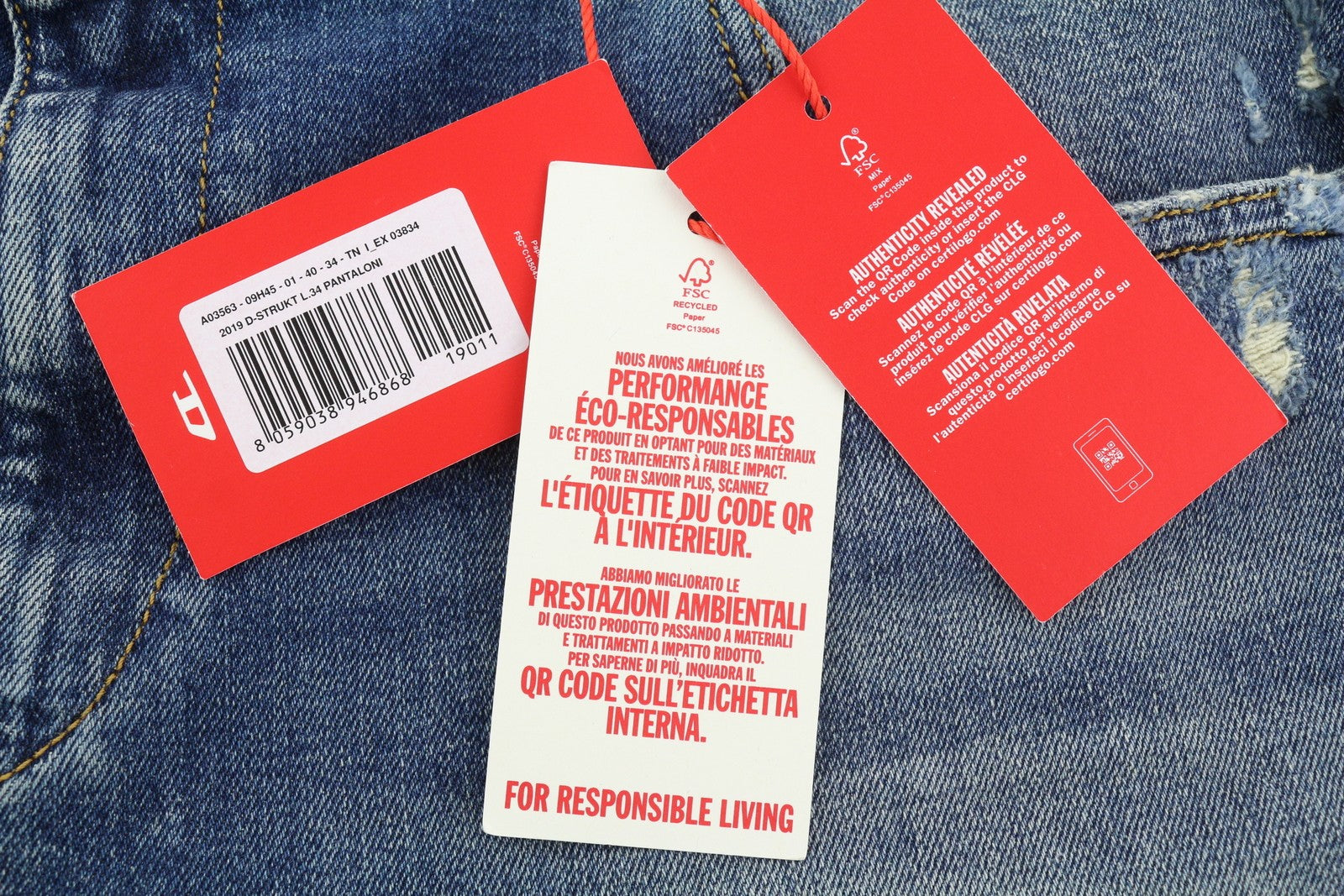 DIESEL 2019 D-Strukt 09H45 Men Jeans W40/L34 Slim Distress Fade Effect RRP€250