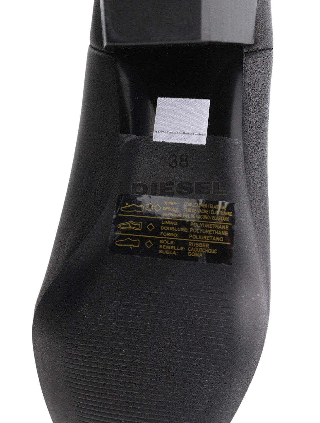 DIESEL D-Texanne CH Women Boots EU38 Black Leather Almond Ankle Top RRP290