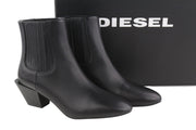 DIESEL D-Texanne CH Women Boots EU38 Black Leather Almond Ankle Top RRP290