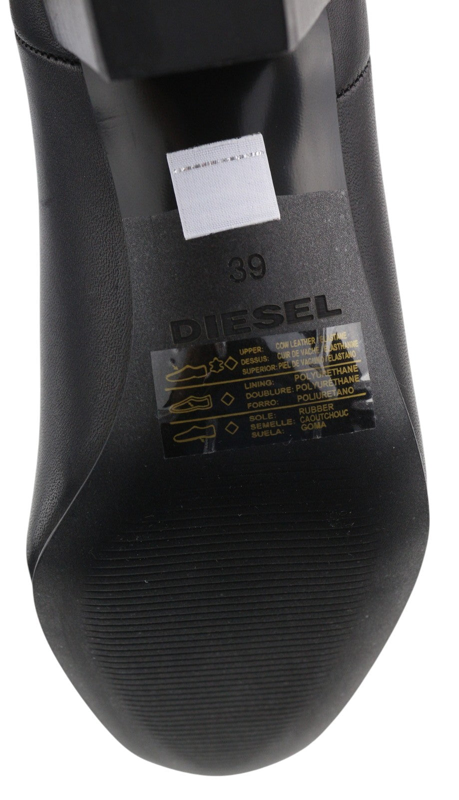 DIESEL D-Texanne CH Women Boots EU39 Black Leather Almond Toe RRP€290 Cuban Heel