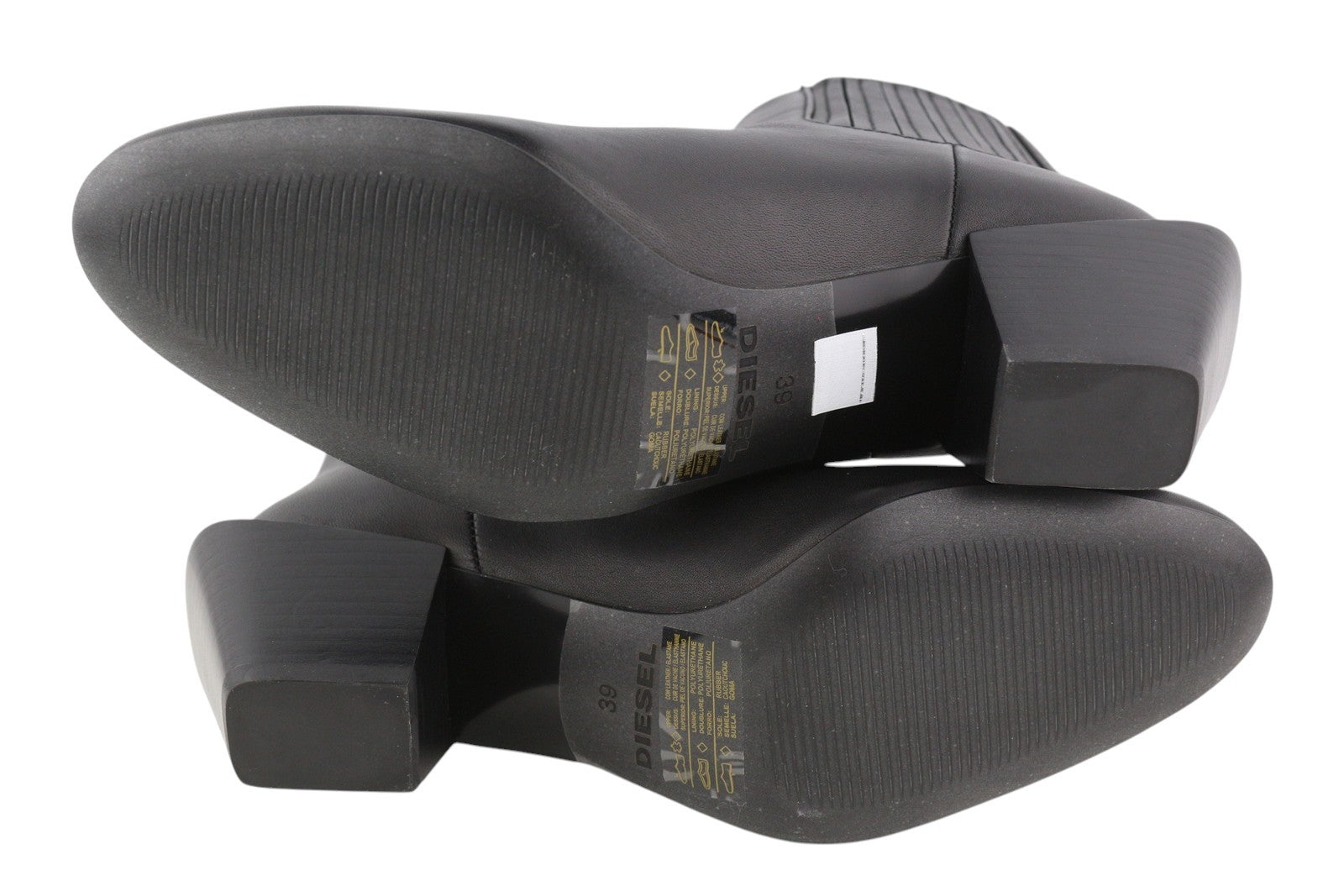 DIESEL D-Texanne CH Women Boots EU39 Black Leather Almond Toe RRP€290 Cuban Heel