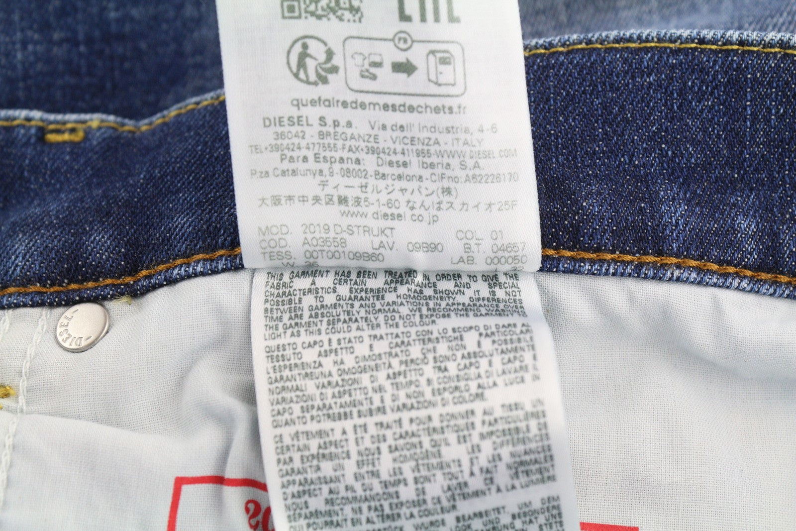 DIESEL 2019 D-Strukt E9B90 Men Jeans W36/L32 Slim  Distress Fade Effect RRP€250