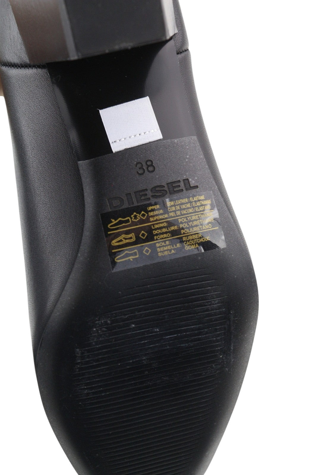 DIESEL D-Texanne CH Women Boots EU38 Black Leather Almond Ankle Top RRP€290 Heel