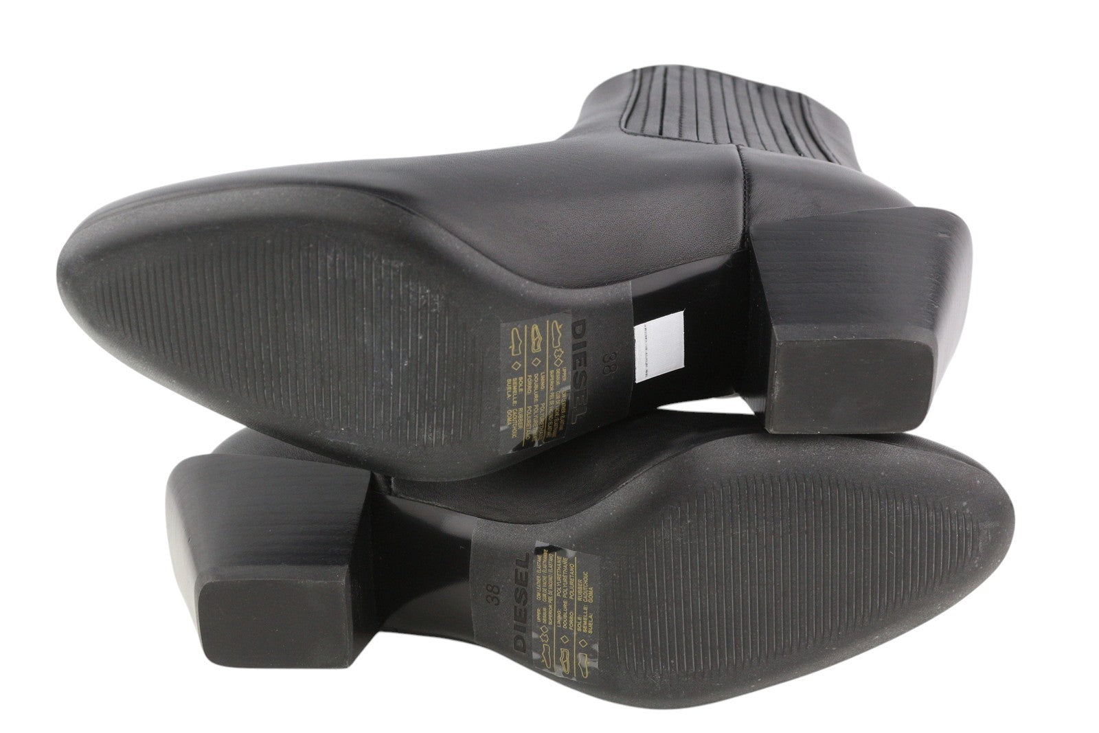 DIESEL D-Texanne CH Women Boots EU38 Black Leather Almond Ankle Top RRP€290 Heel