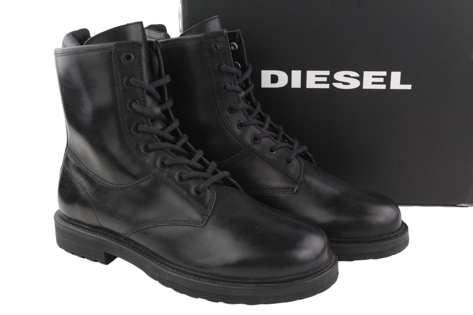 DIESEL D-Alabhama CB Men Boots EU45 Black Leather Lace Up Combat Type RRP€295