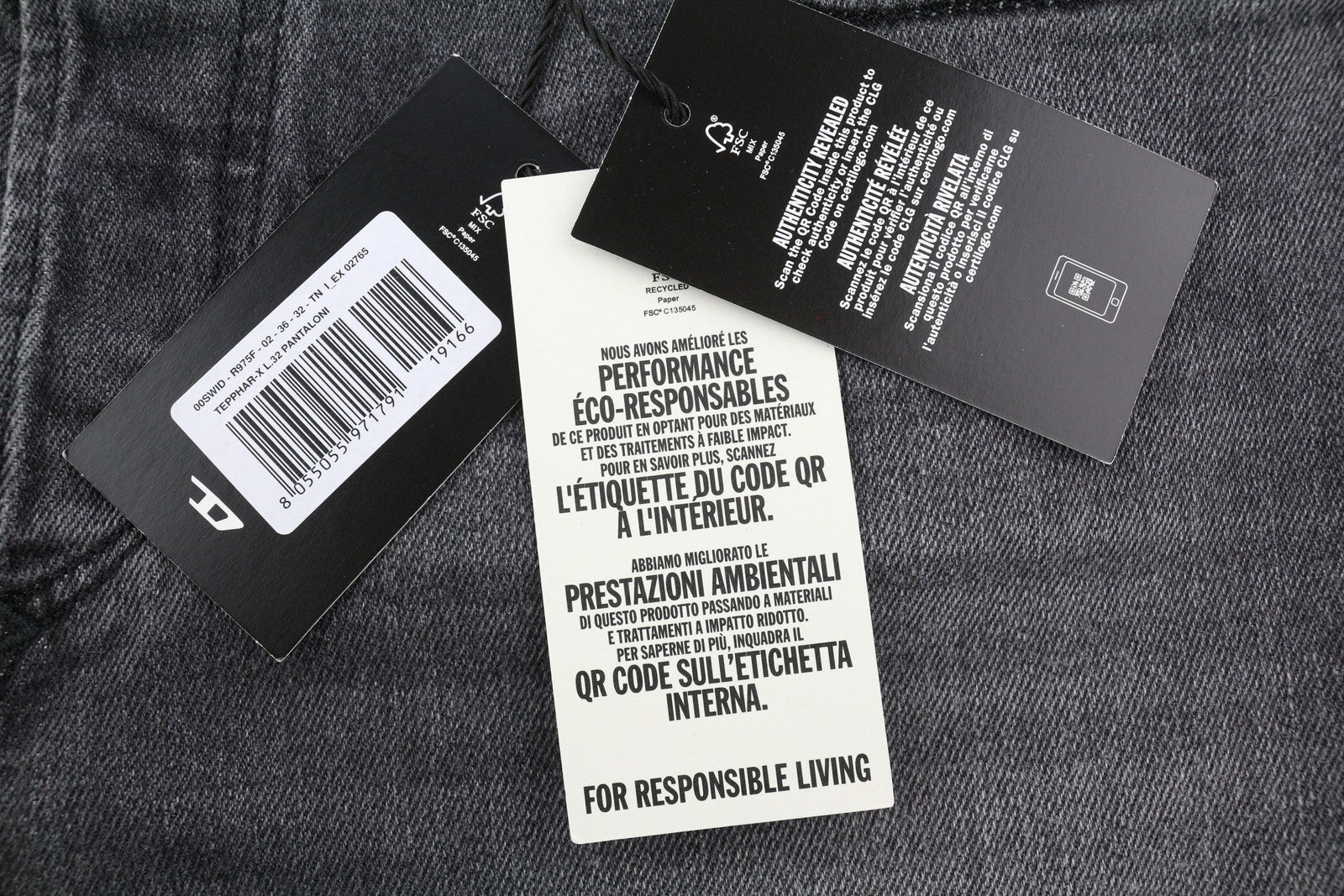 DIESEL Tepphar-X R975F Men Jeans W36/L32 Skinny  Buttoned Washed Grey RRP€175