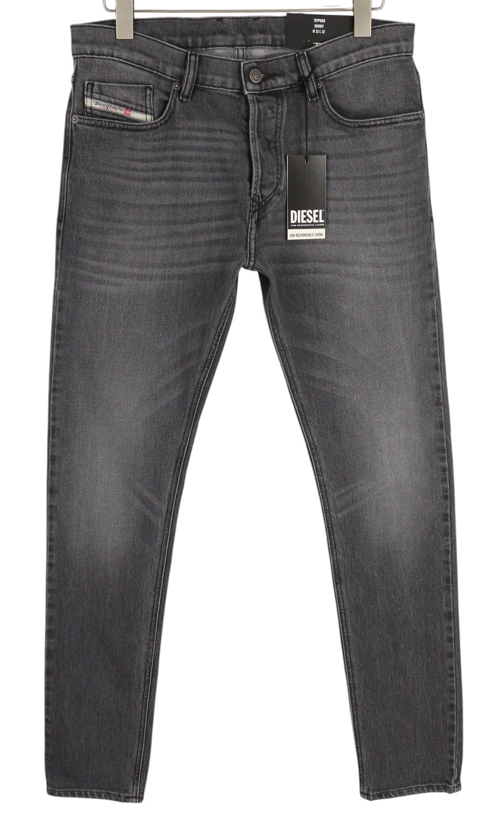 DIESEL Tepphar-X R975F Men Jeans W33/L32 Skinny  Buttoned Washed Grey RRP€175