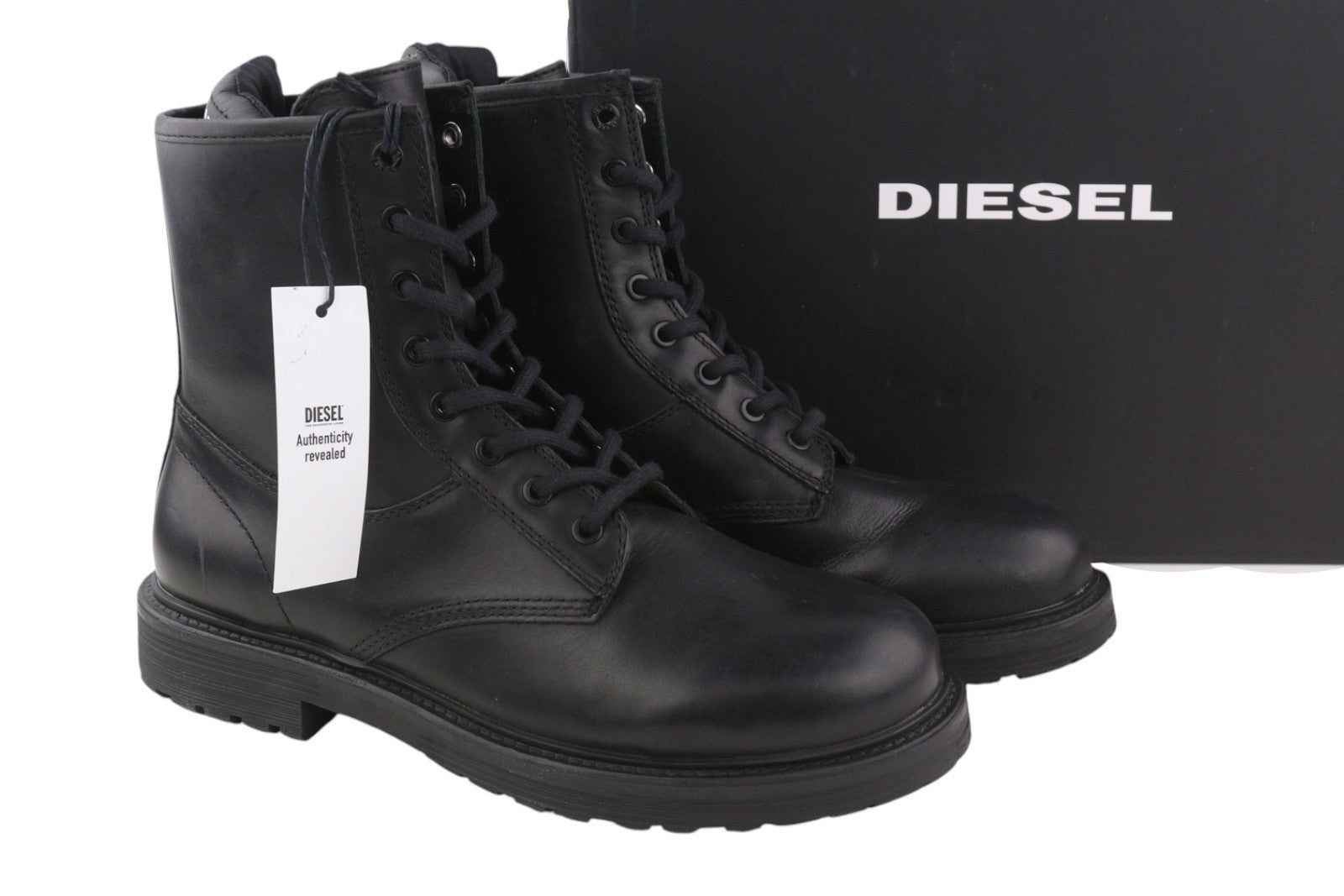 DIESEL D-Alabhama CB Men Boots EU43 Black Leather Lace Up Combat Type RRP€295