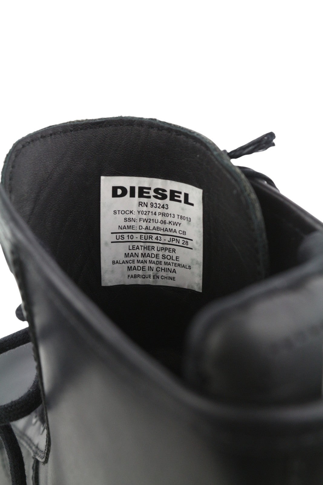 DIESEL D-Alabhama CB Men Boots EU43 Black Leather Lace Up Combat Type RRP€295