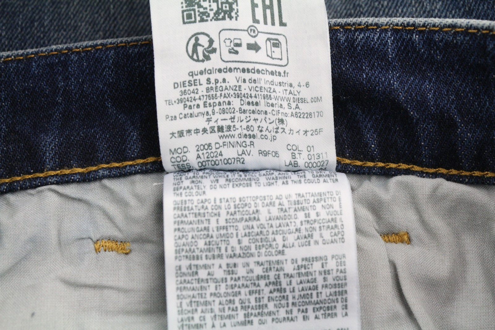 DIESEL 2005 D-Fining R9F05 Men Jeans W33/L34 Regular Tapered Distress RRP€225