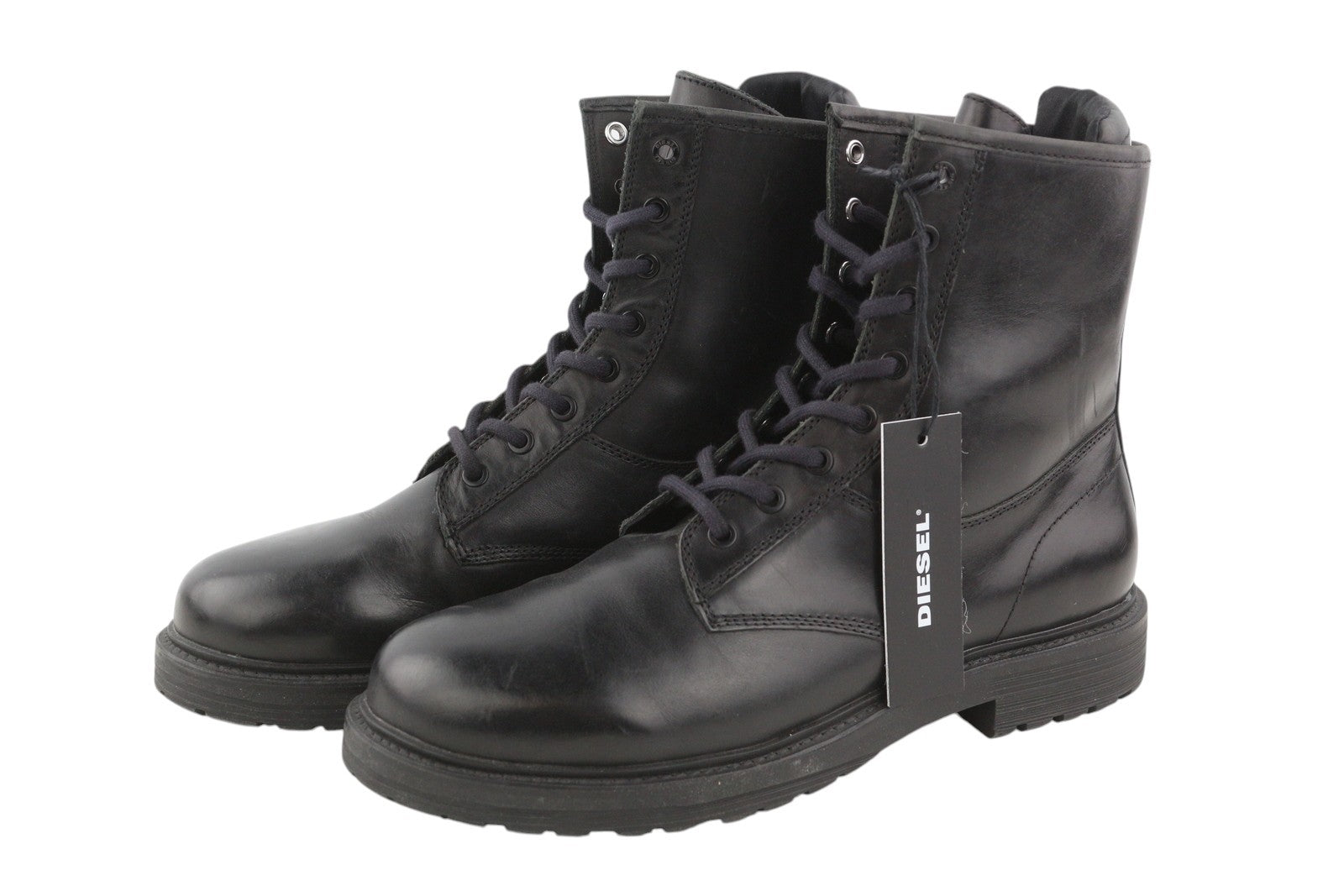 DIESEL D-Alabhama CB Men Boots EU44 Black Leather Laced Combat Type Dark RRP€295