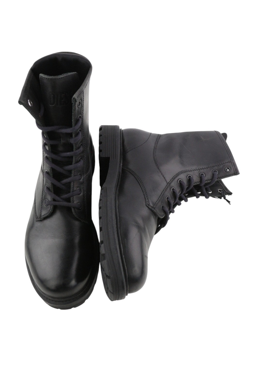 DIESEL D-Alabhama CB Men Boots EU44 Black Leather Laced Combat Type Dark RRP€295