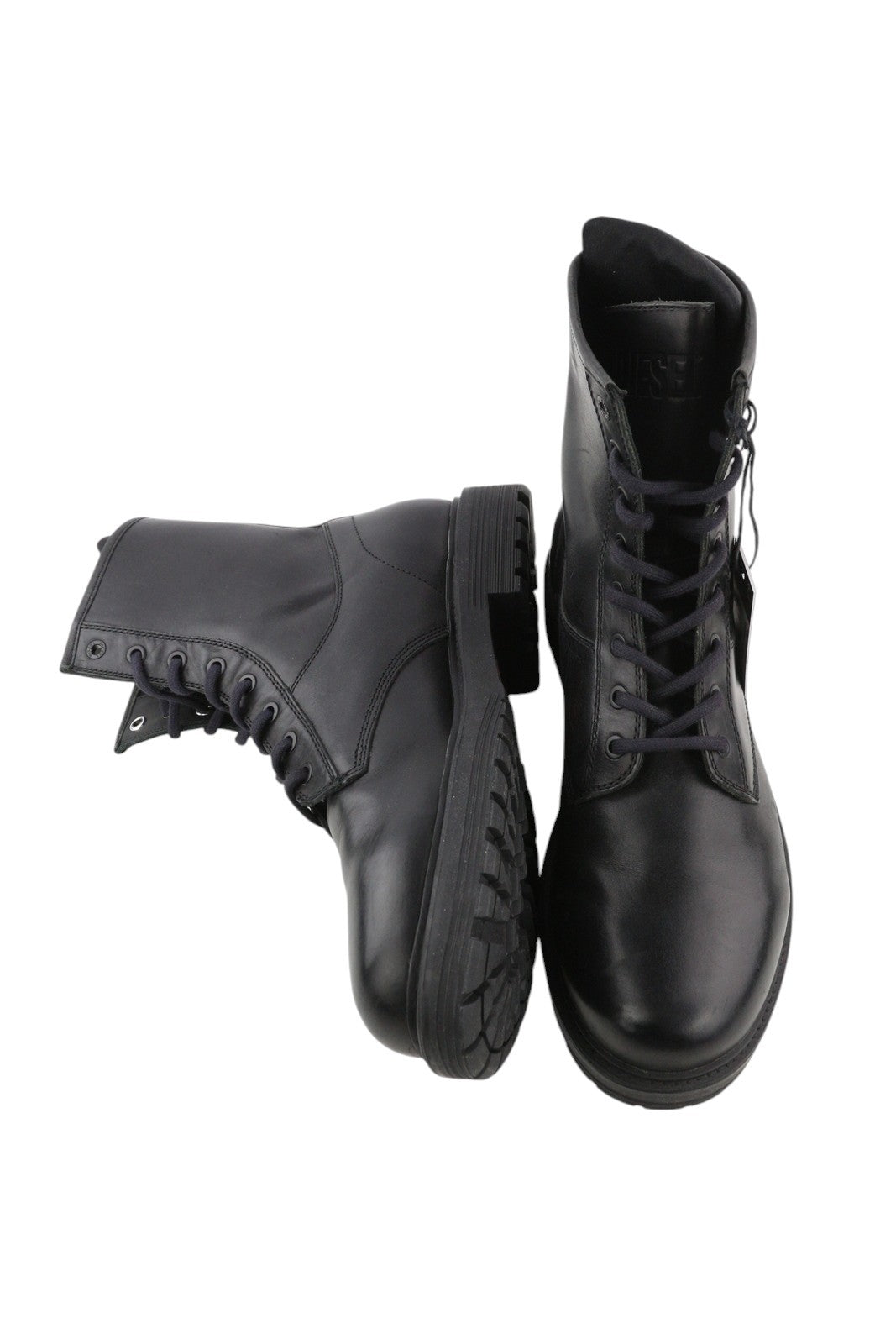 DIESEL D-Alabhama CB Men Boots EU44 Black Leather Laced Combat Type Dark RRP€295