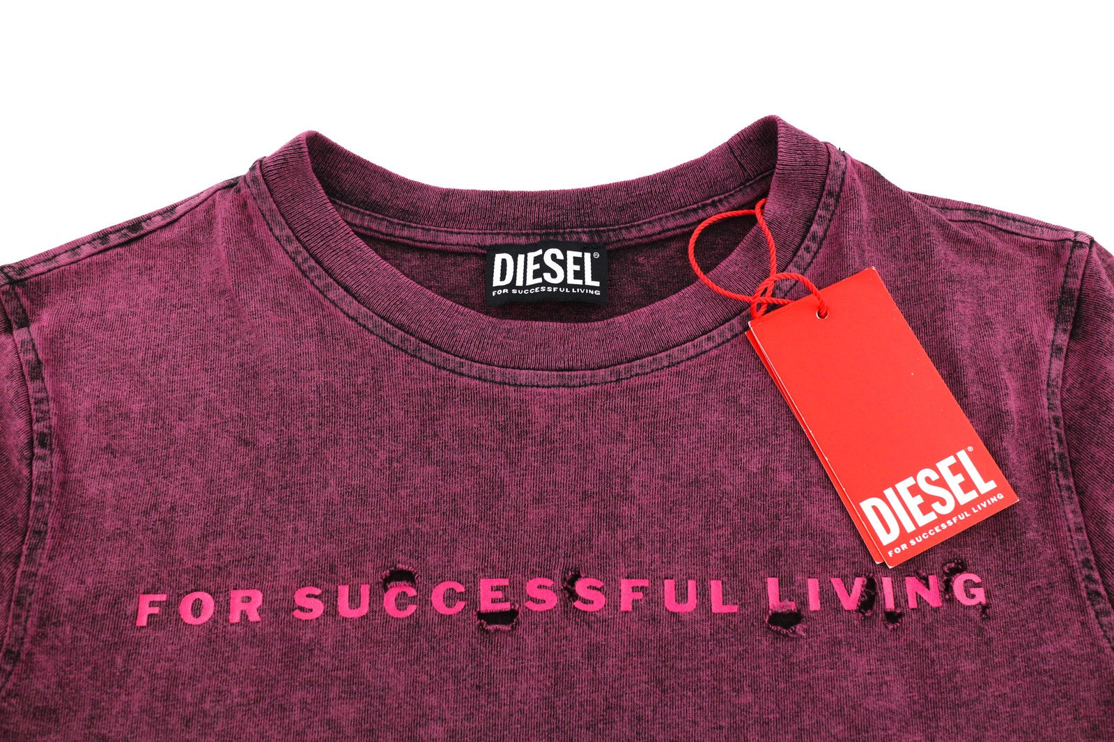 DIESEL T-Reg-E4 Womens T-Shirt M Black Short Sleeve Crew Collar Washed RRP€125