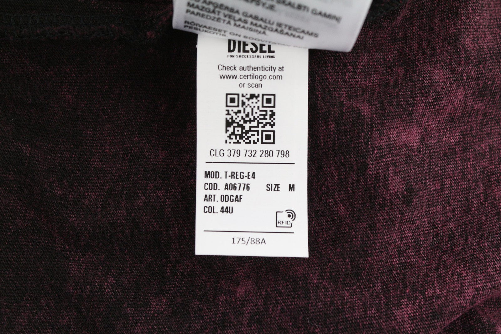 DIESEL T-Reg-E4 Womens T-Shirt M Black Short Sleeve Crew Collar Washed RRP€125