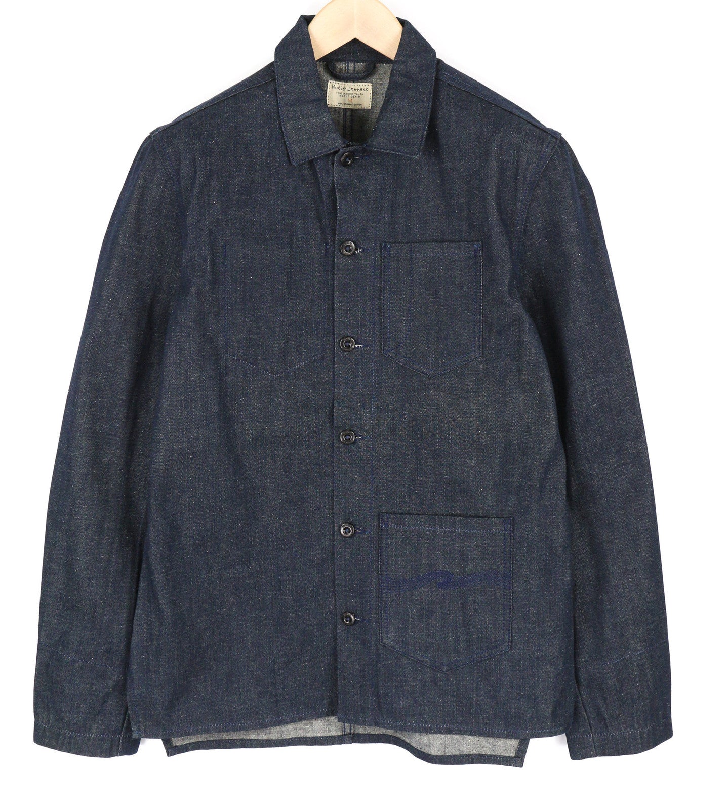 NUDIE Tryggve Men Jacket M Organic Two By One Buttoned  Neck Dark Denim