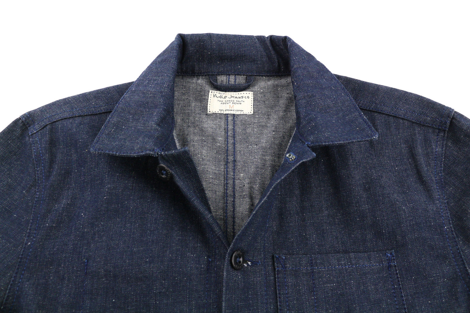 NUDIE Tryggve Men Jacket M Organic Two By One Buttoned  Neck Dark Denim