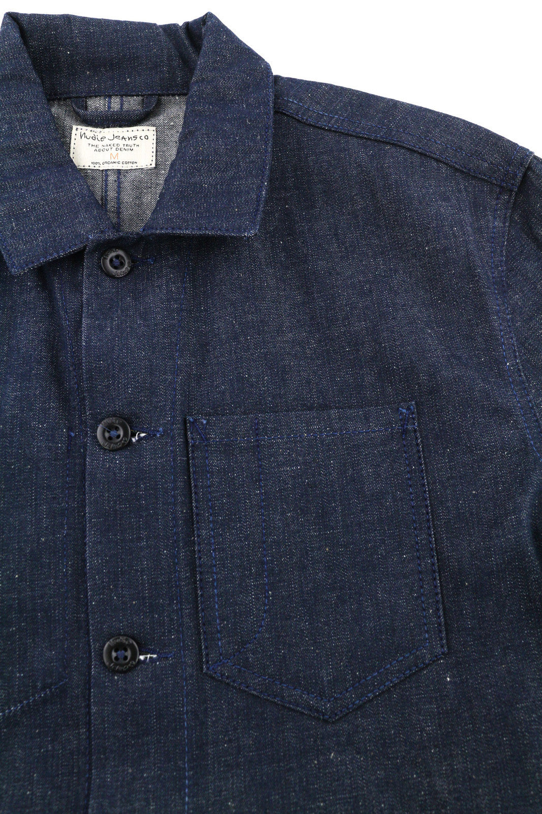 NUDIE Tryggve Men Jacket M Organic Two By One Buttoned  Neck Dark Denim