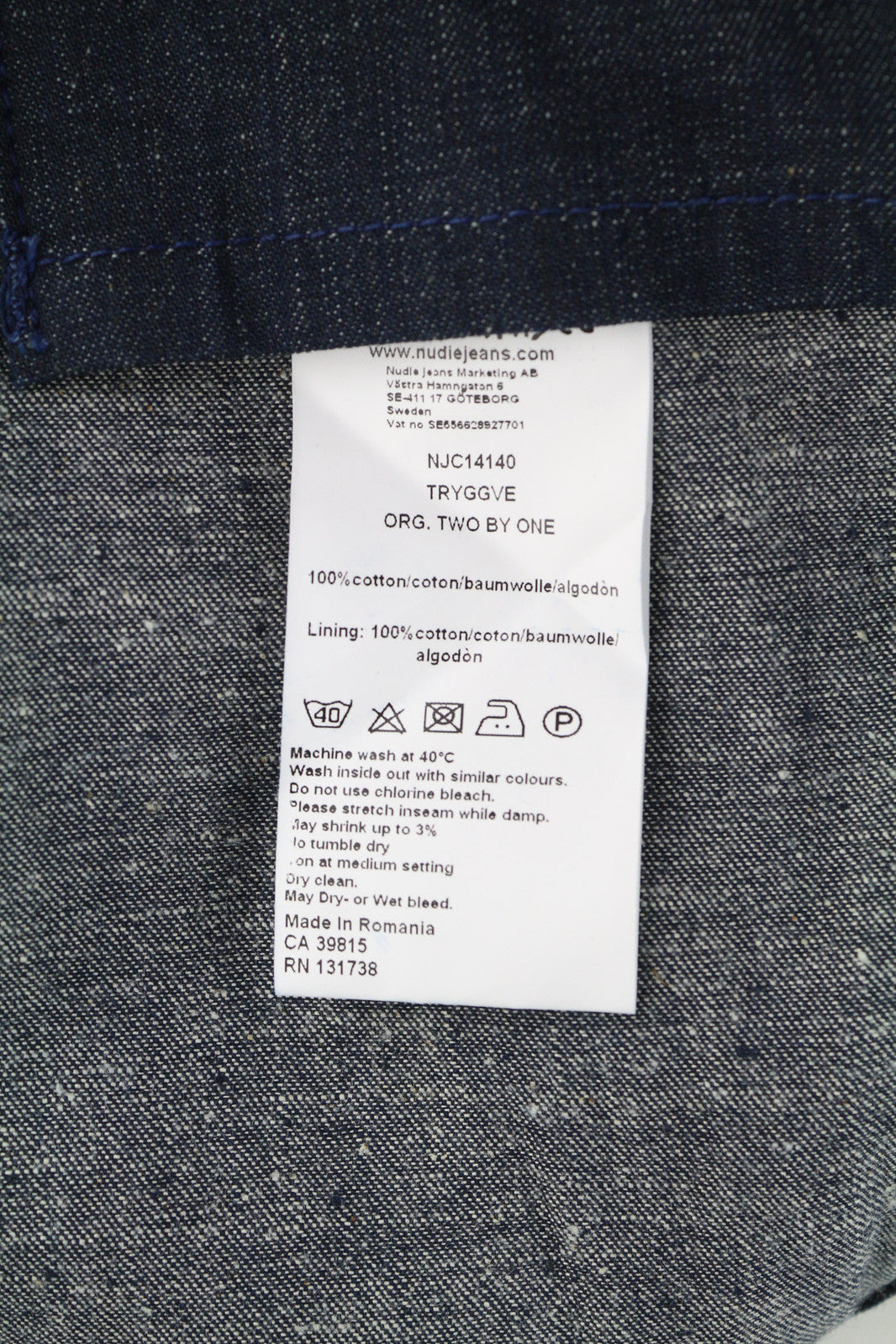 NUDIE Tryggve Men Jacket M Organic Two By One Buttoned  Neck Dark Denim