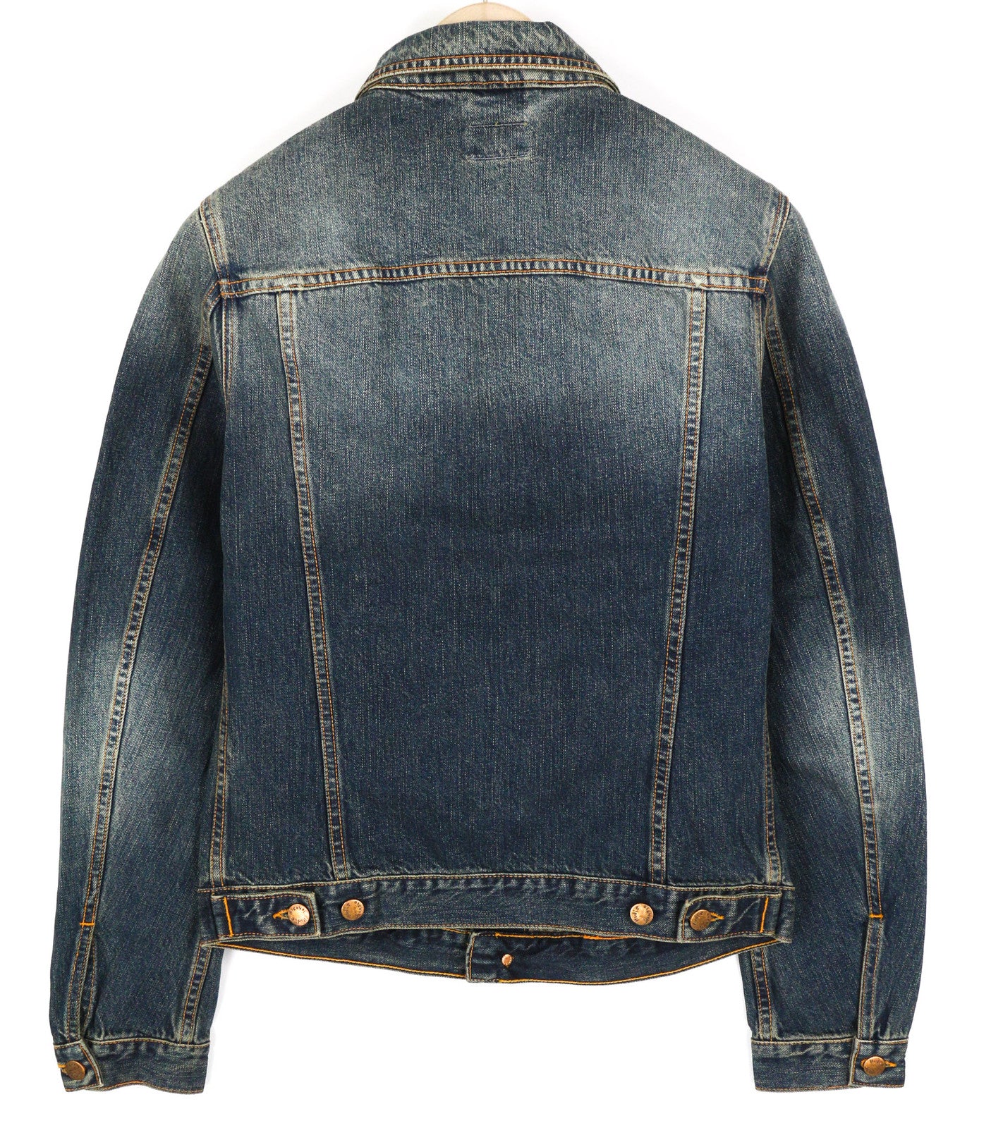 NUDIE Billy Men Jacket S Blue Friend Organic Buttoned  Neck Washed Denim