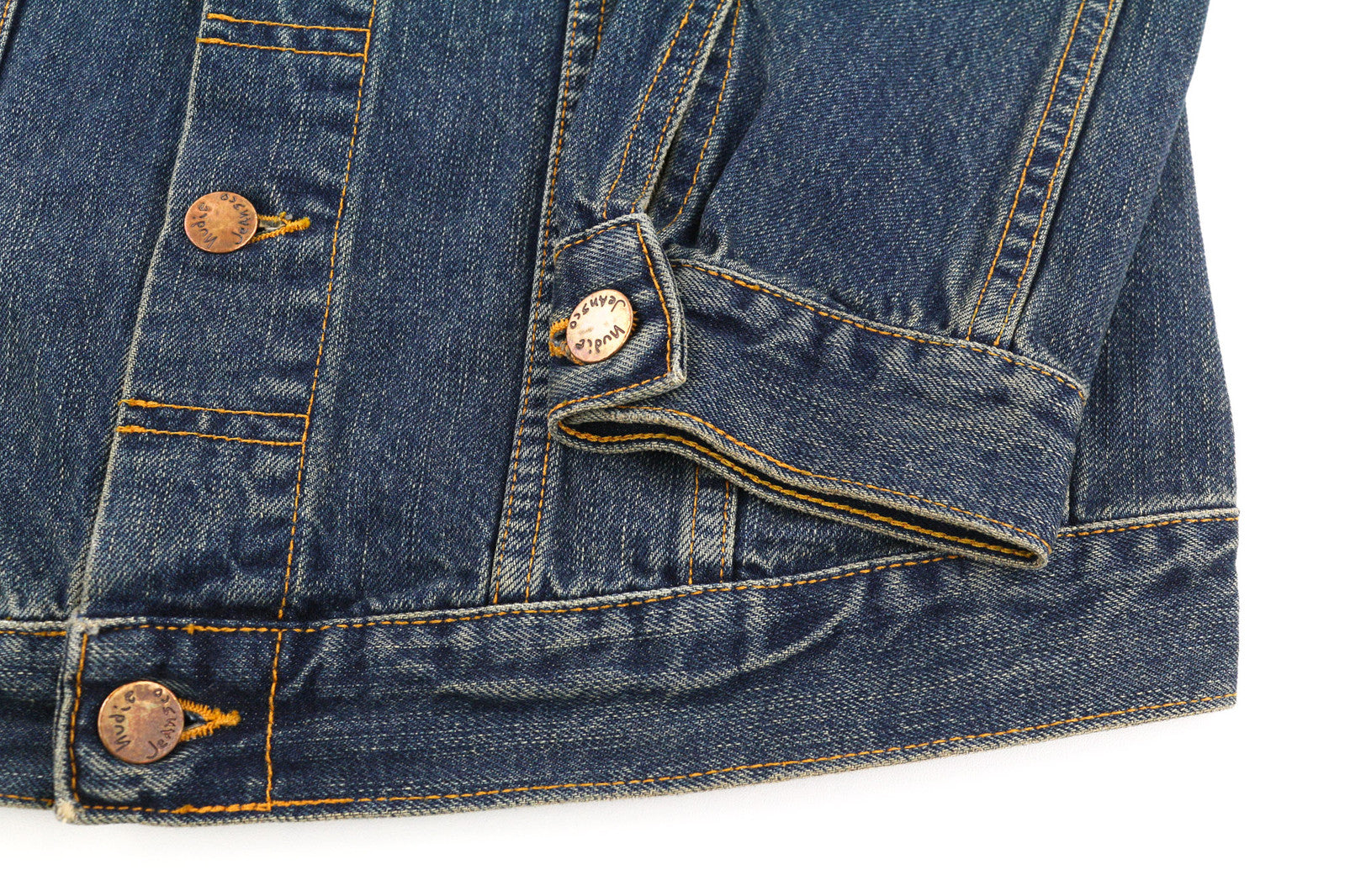 NUDIE Billy Men Jacket S Blue Friend Organic Buttoned  Neck Washed Denim