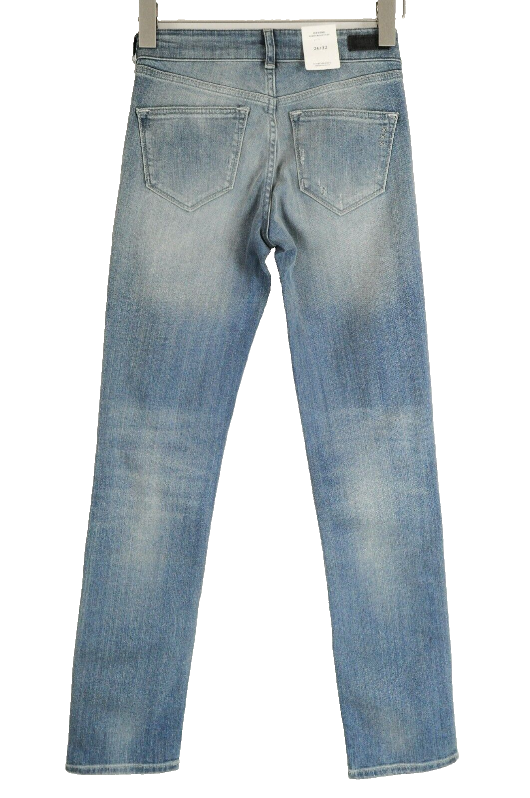 SCOTCH & SODA Womens Jeans W24/L32 Slim Straight Ripped Light Blue Denim Casual