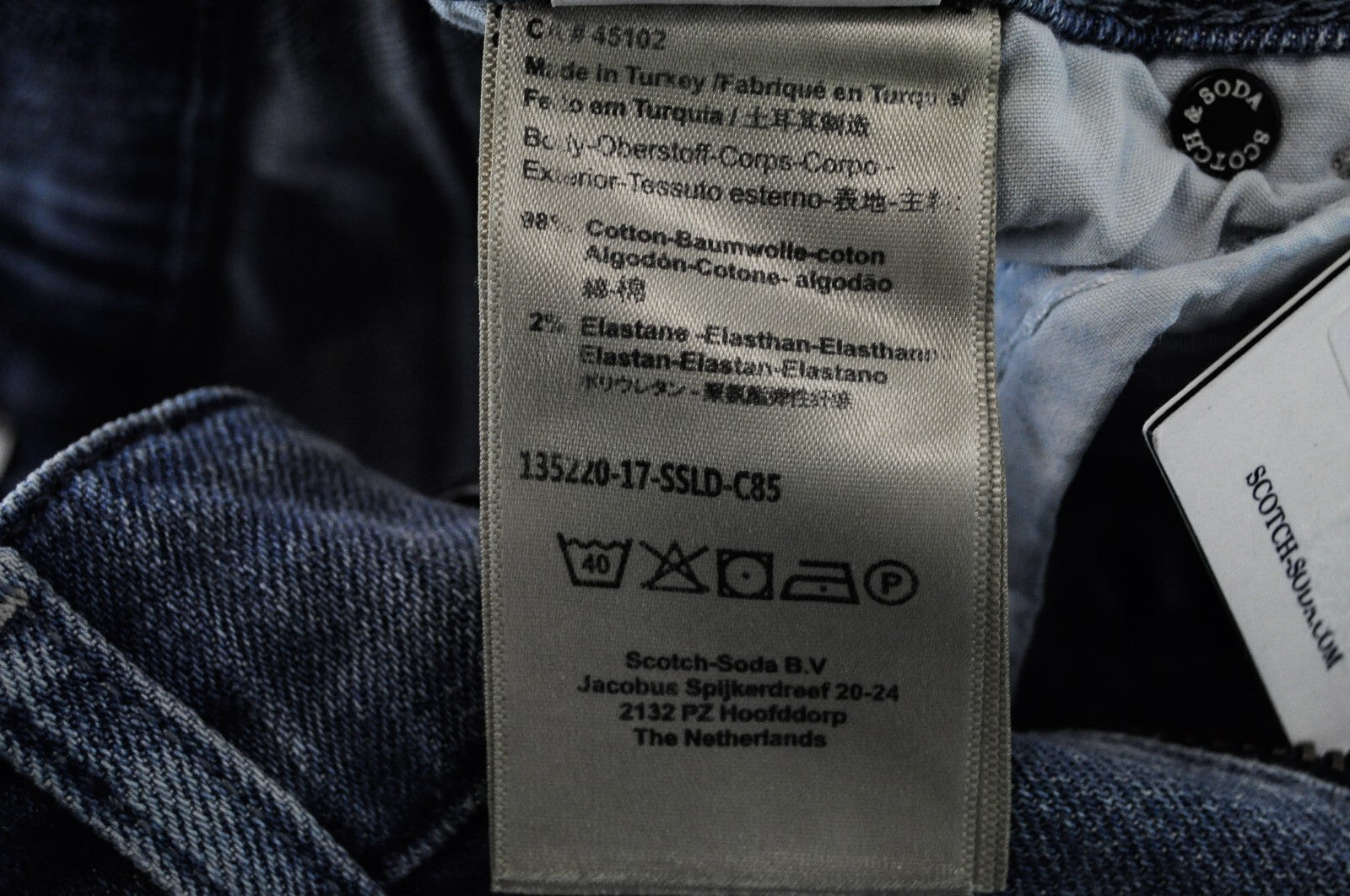 SCOTCH & SODA Womens Jeans W24/L32 Slim Straight Ripped Light Blue Denim Casual