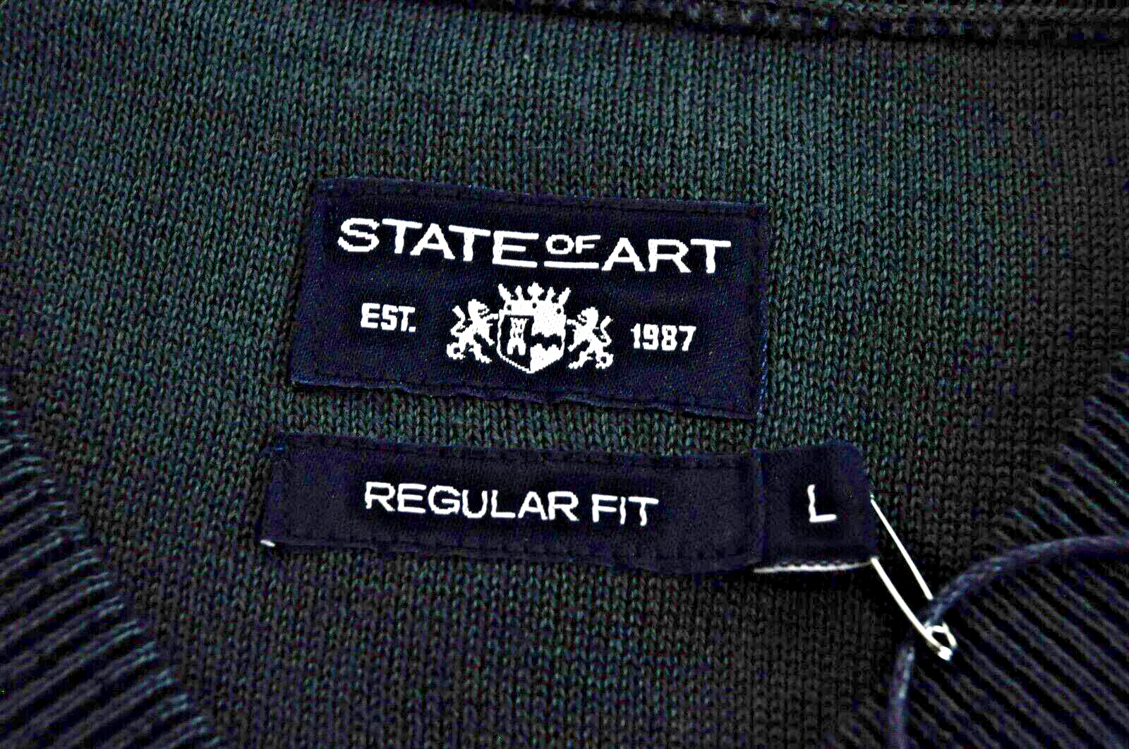 STATE OF ART Mens Jumper L Emerald Green V-Neck Knit Sweater Dress  Midnight