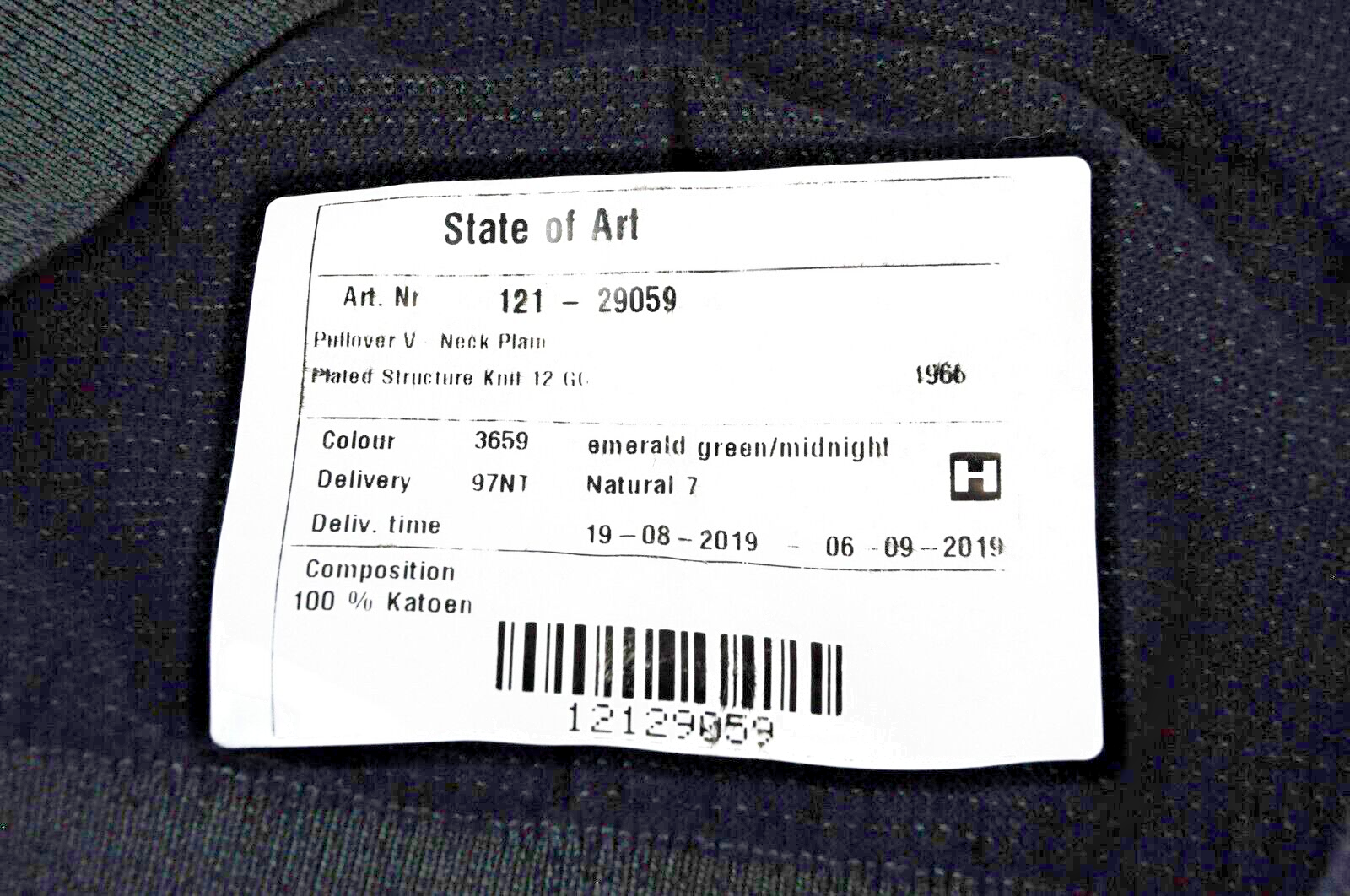 STATE OF ART Mens Jumper L Emerald Green V-Neck Knit Sweater Dress  Midnight