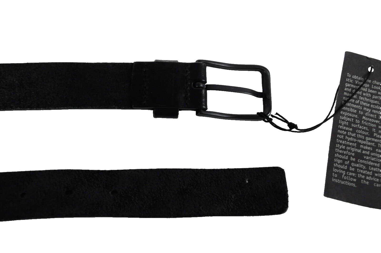 REPLAY Mens Belt 100 CM Black Leather Casual Metal Buckle Engraved Slim Design