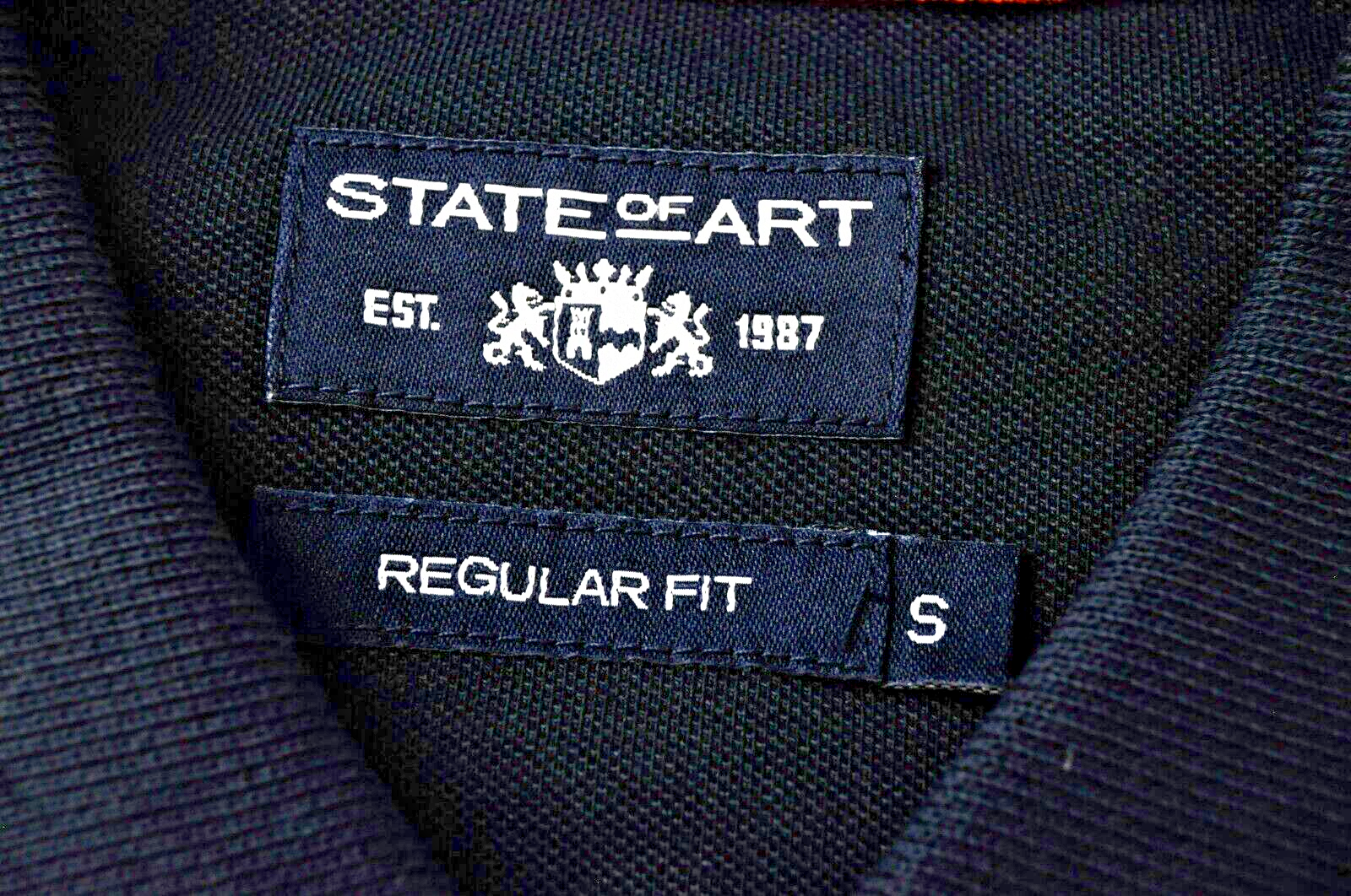 STATE OF ART Mens T-Shirt S Navy Short Sleeve  Cotton  Polo Casual