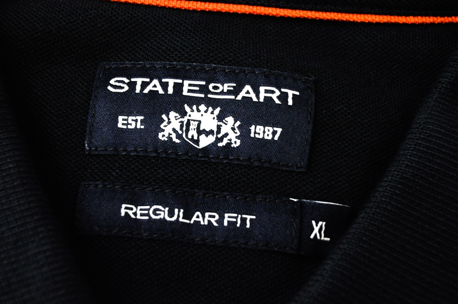 STATE OF ART Mens T-Shirt XL Navy Short Sleeve  Cotton  Polo Dress