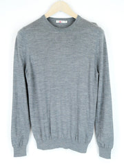 SUITSUPPLY Mens Sweatshirt S Grey Merino Wool Long Sleeve Round Neck Pullover