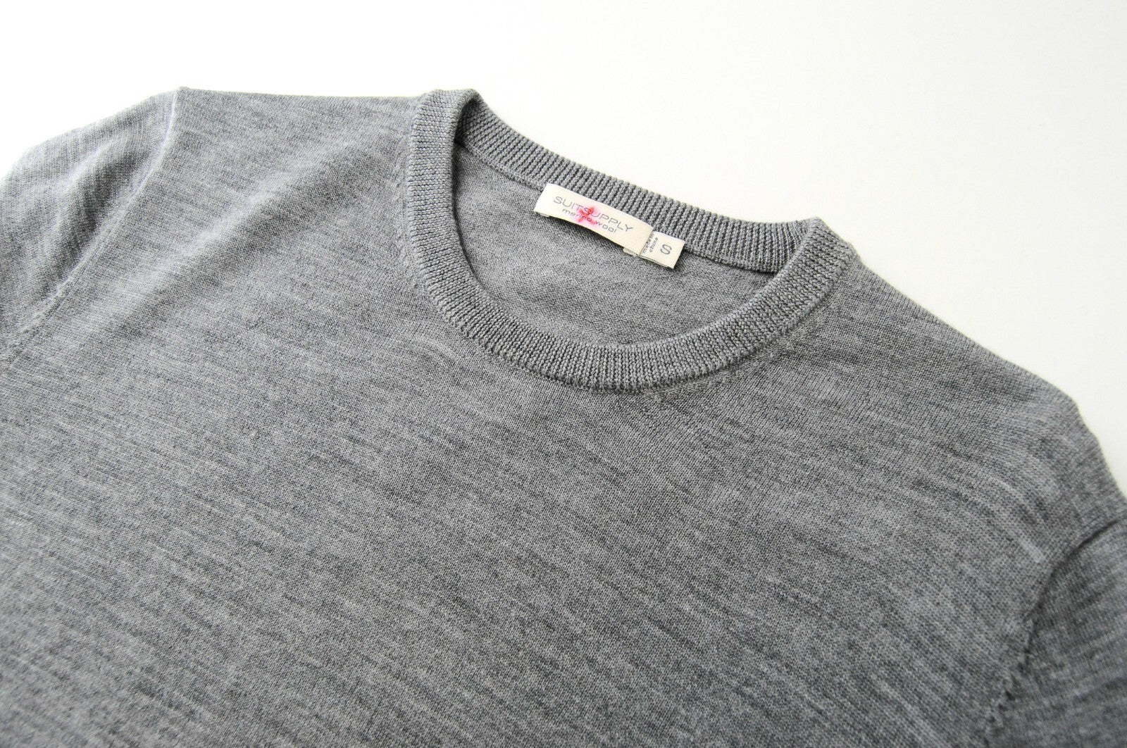 SUITSUPPLY Mens Sweatshirt S Grey Merino Wool Long Sleeve Round Neck Pullover