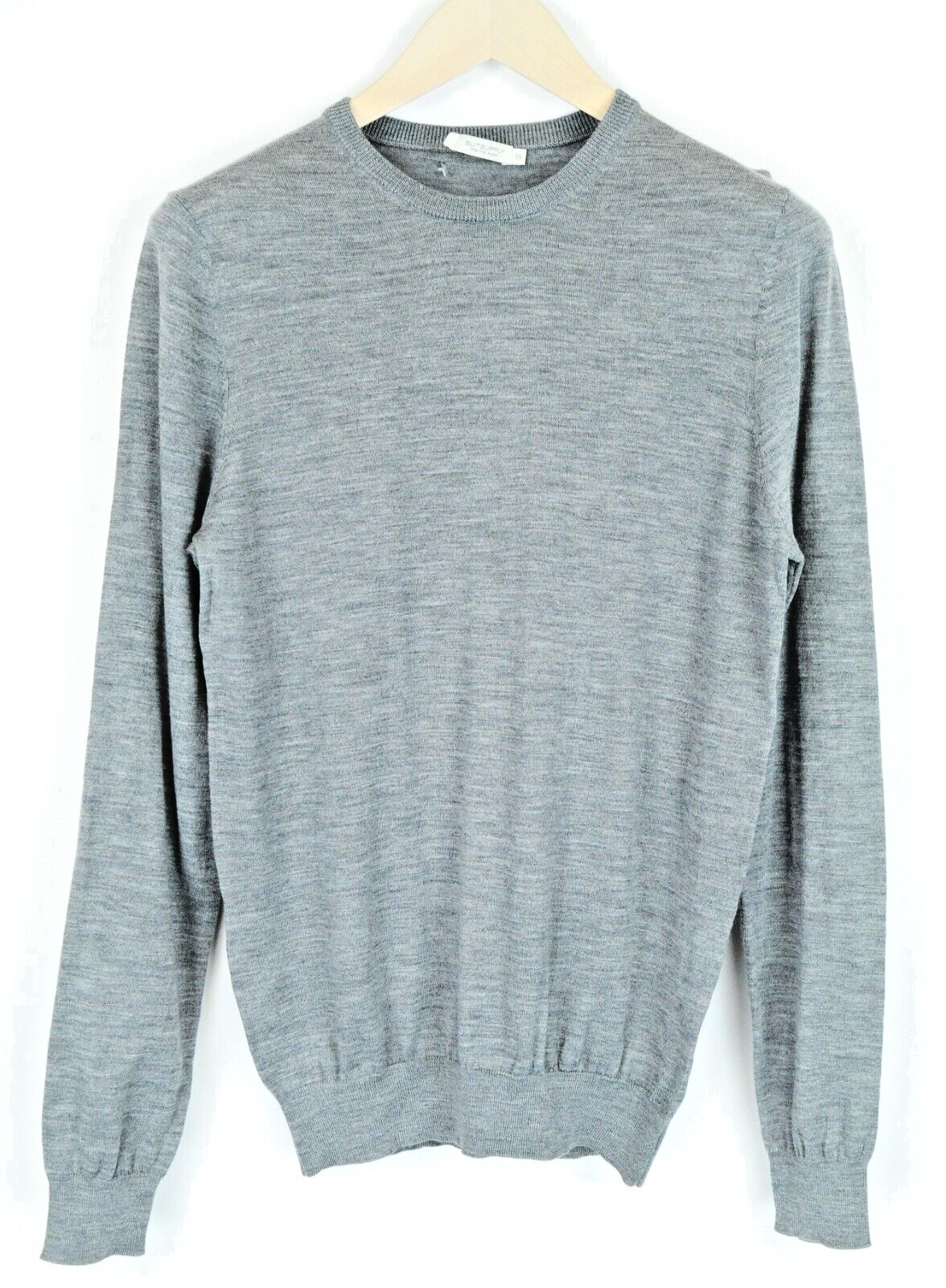 SUITSUPPLY Mens Sweatshirt S Grey Merino Wool Round Neck Pullover Dress