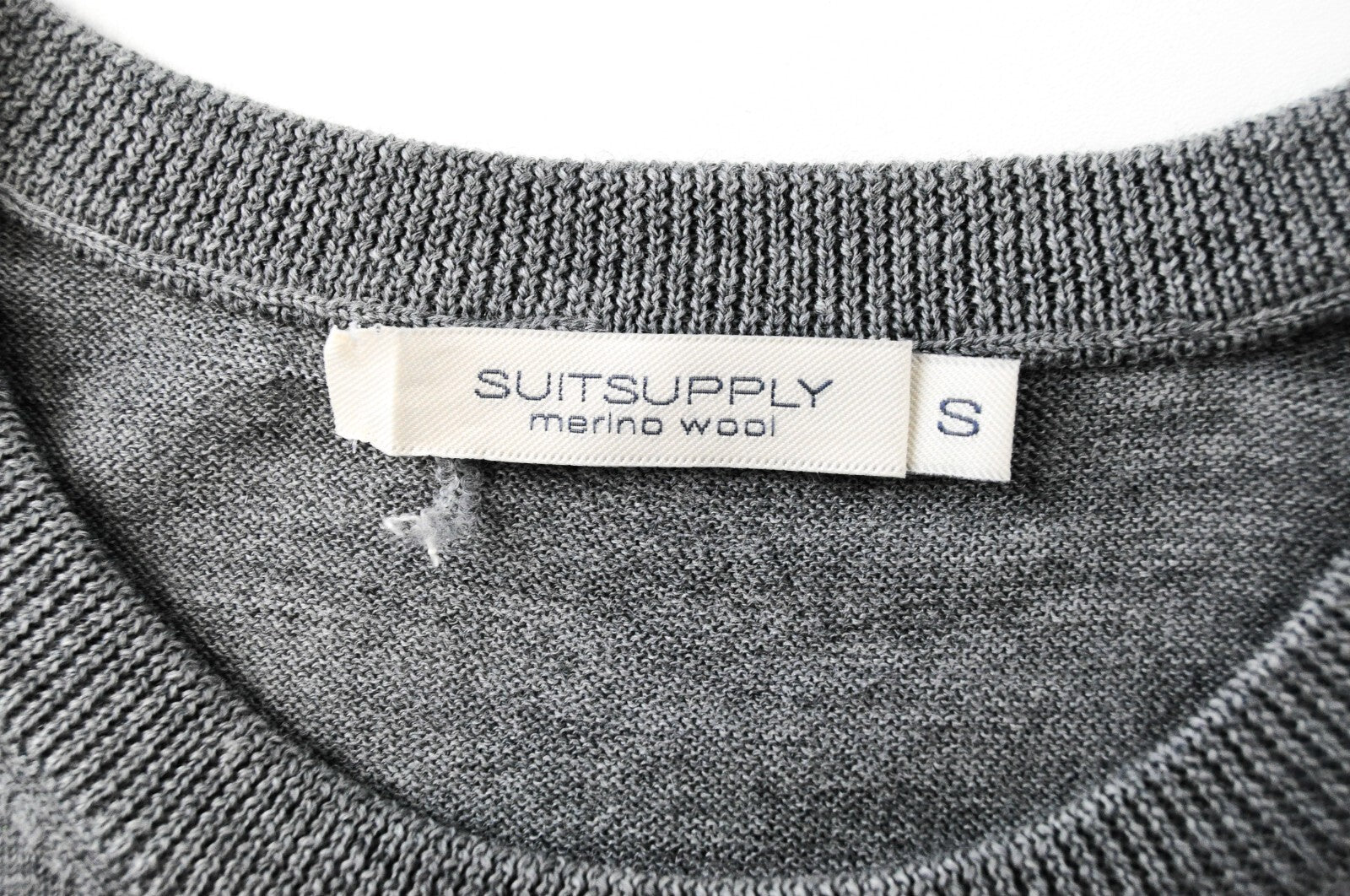 SUITSUPPLY Mens Sweatshirt S Grey Merino Wool Round Neck Pullover Dress