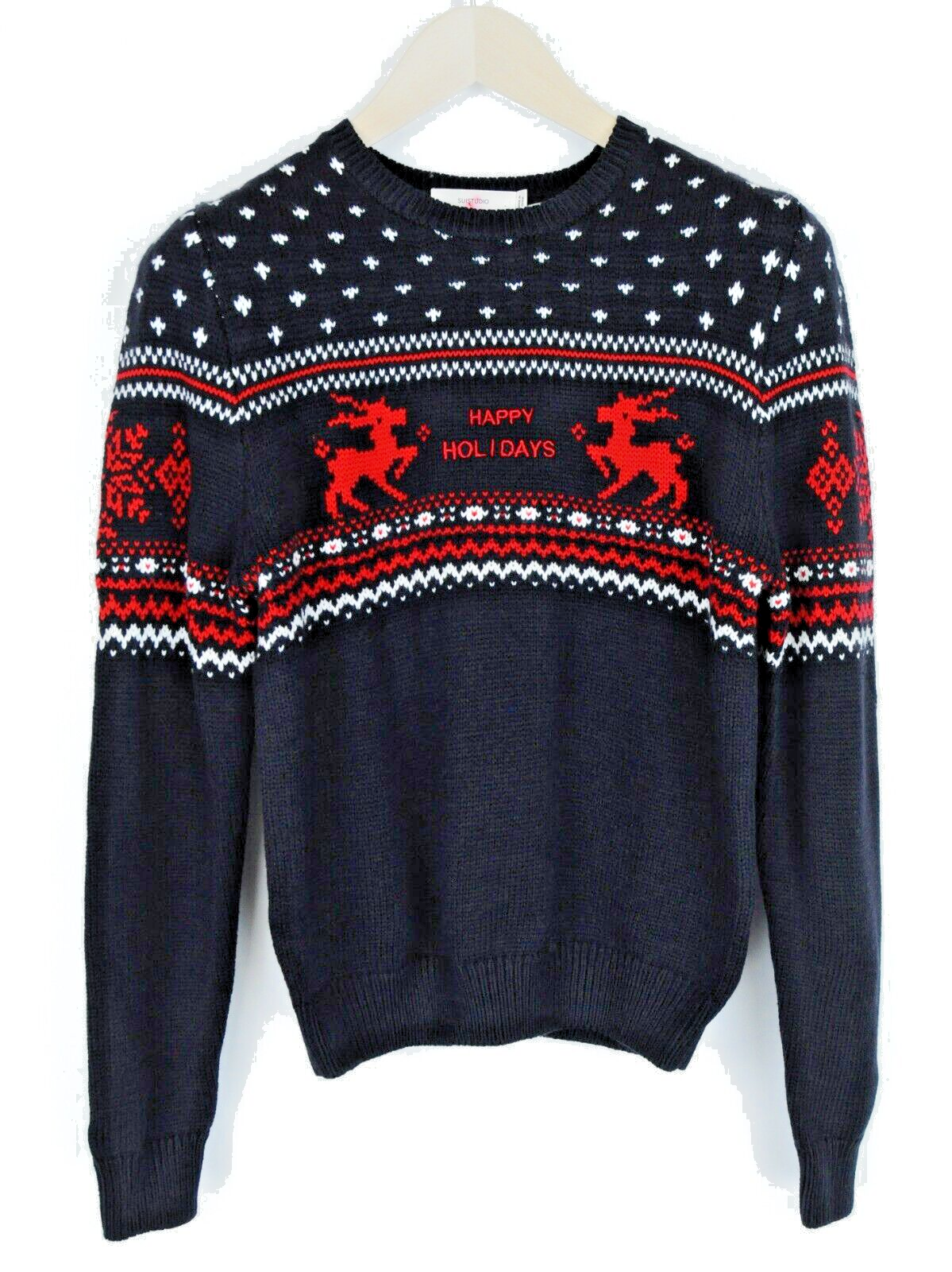 SUITSUPPLY SUISTUDIO Womens Sweatshirt M Navy Wool Blend Holiday Sweater Warm