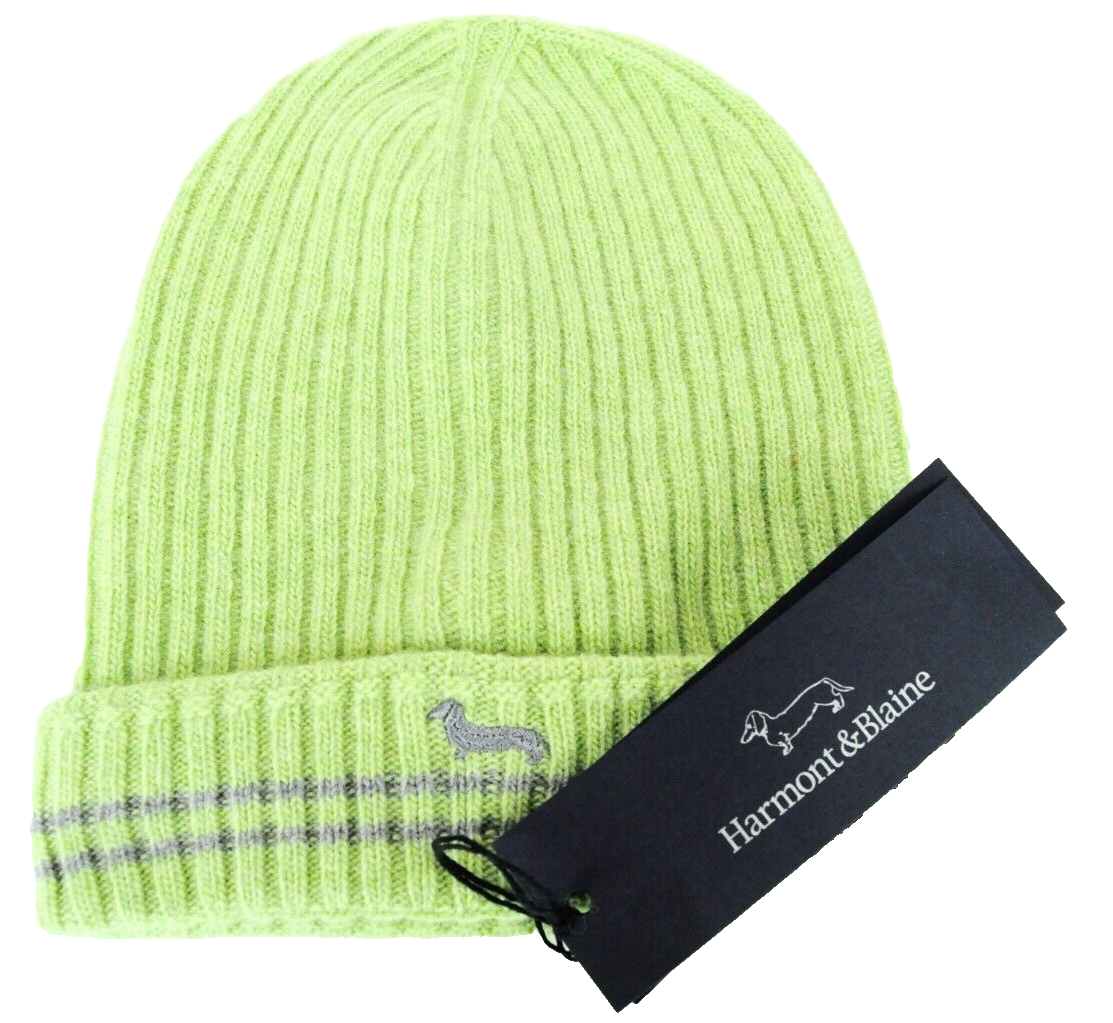 HARMONT & BLAINE Mens Hat OS Green Wool Knitted Beanie  Unisex Casual