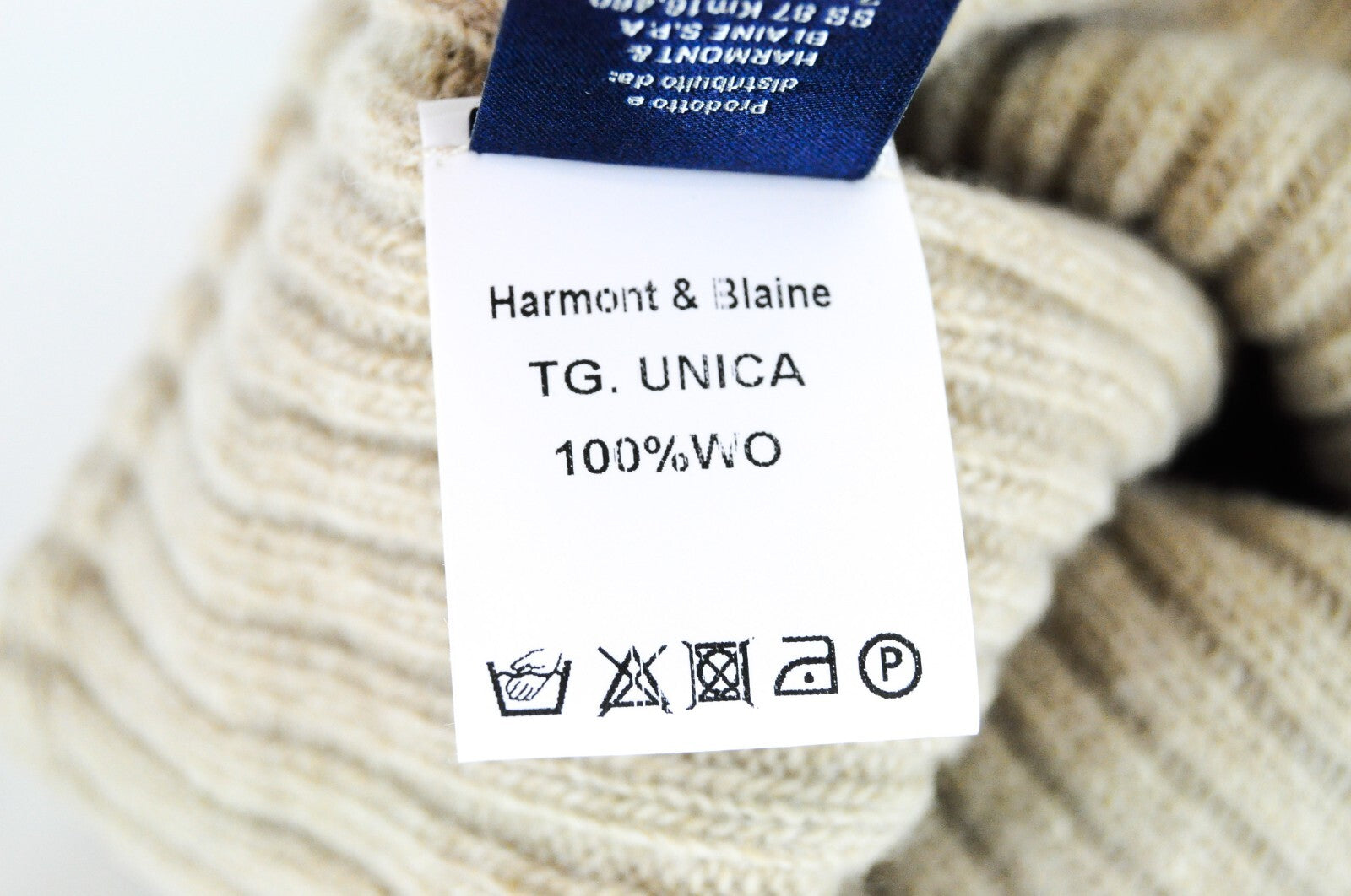 HARMONT & BLAINE Mens Hat OS Beige Wool Knitted Beanie Casual Unisex