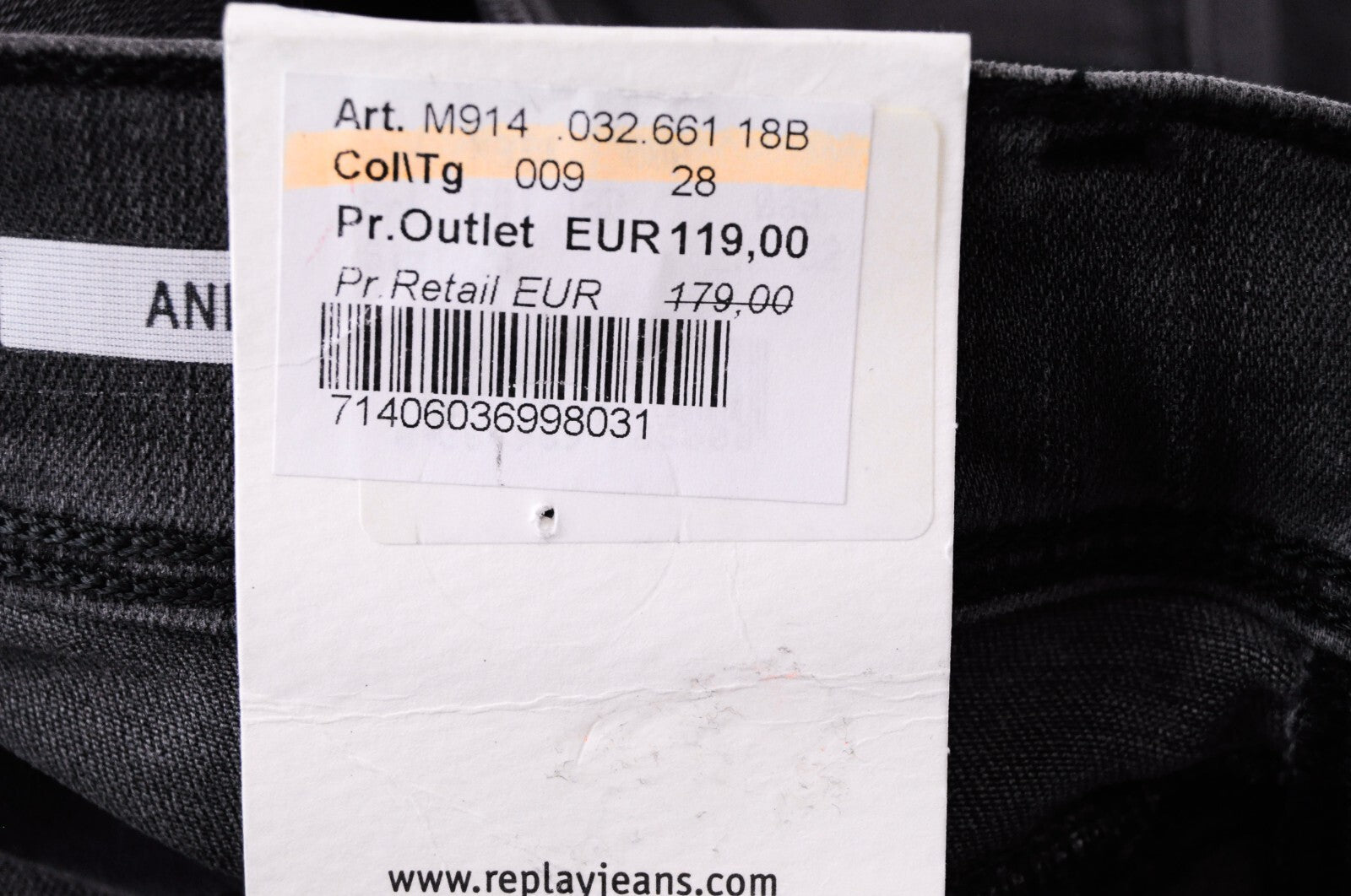 REPLAY Mens Jeans W28/L32 Anbass Grey Hyperflex Slim  Distressed Zipped Denim