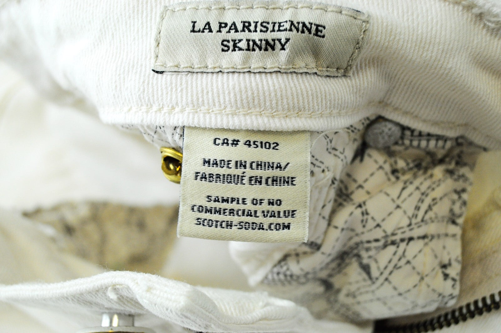 MAISON SCOTCH Womens Jeans W28/L30 Skinny White Distressed Zip Parisienne