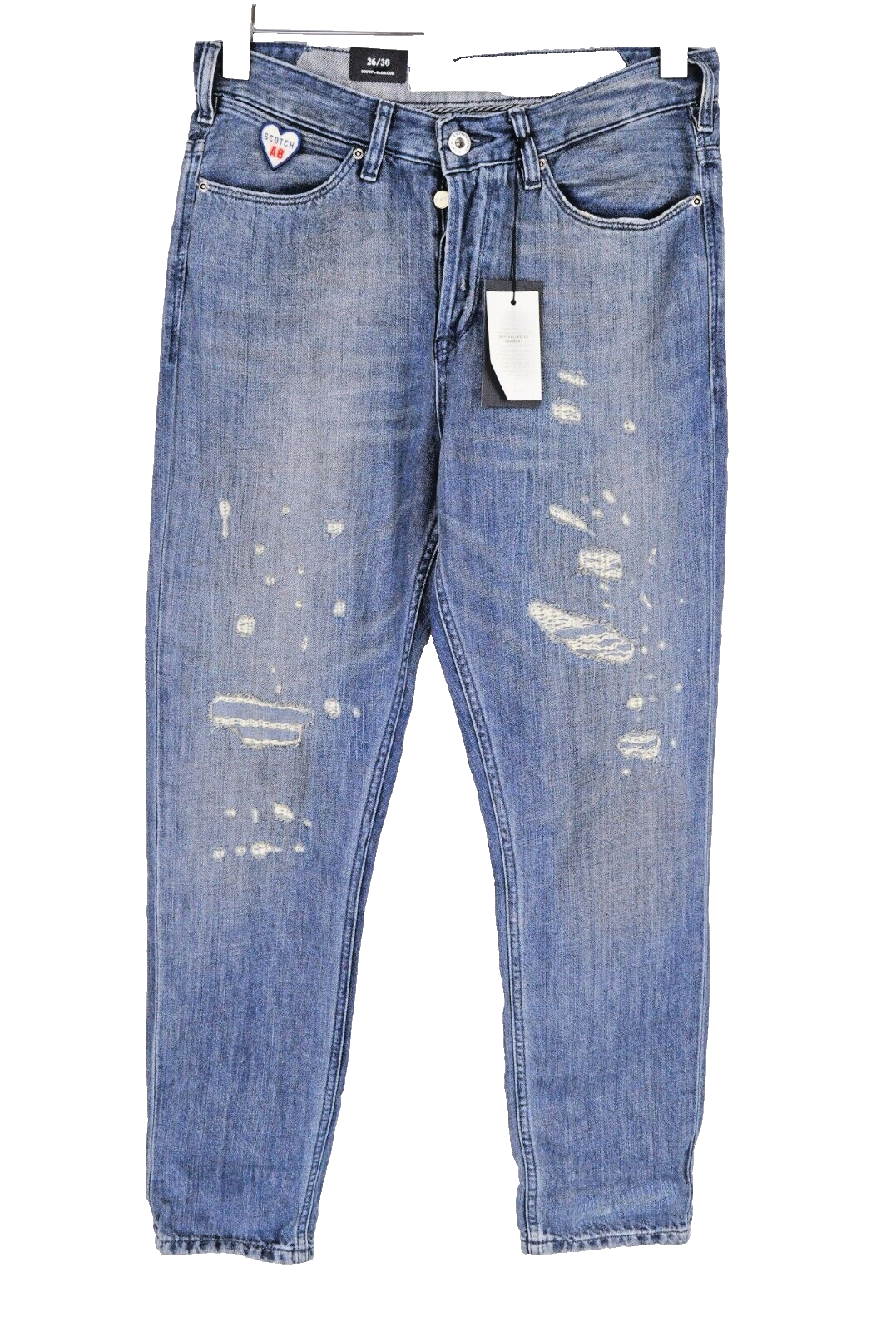 MAISON SCOTCH Womens Jeans W26/L30 Distressed Blue Linen Boyfriend L'Adorable