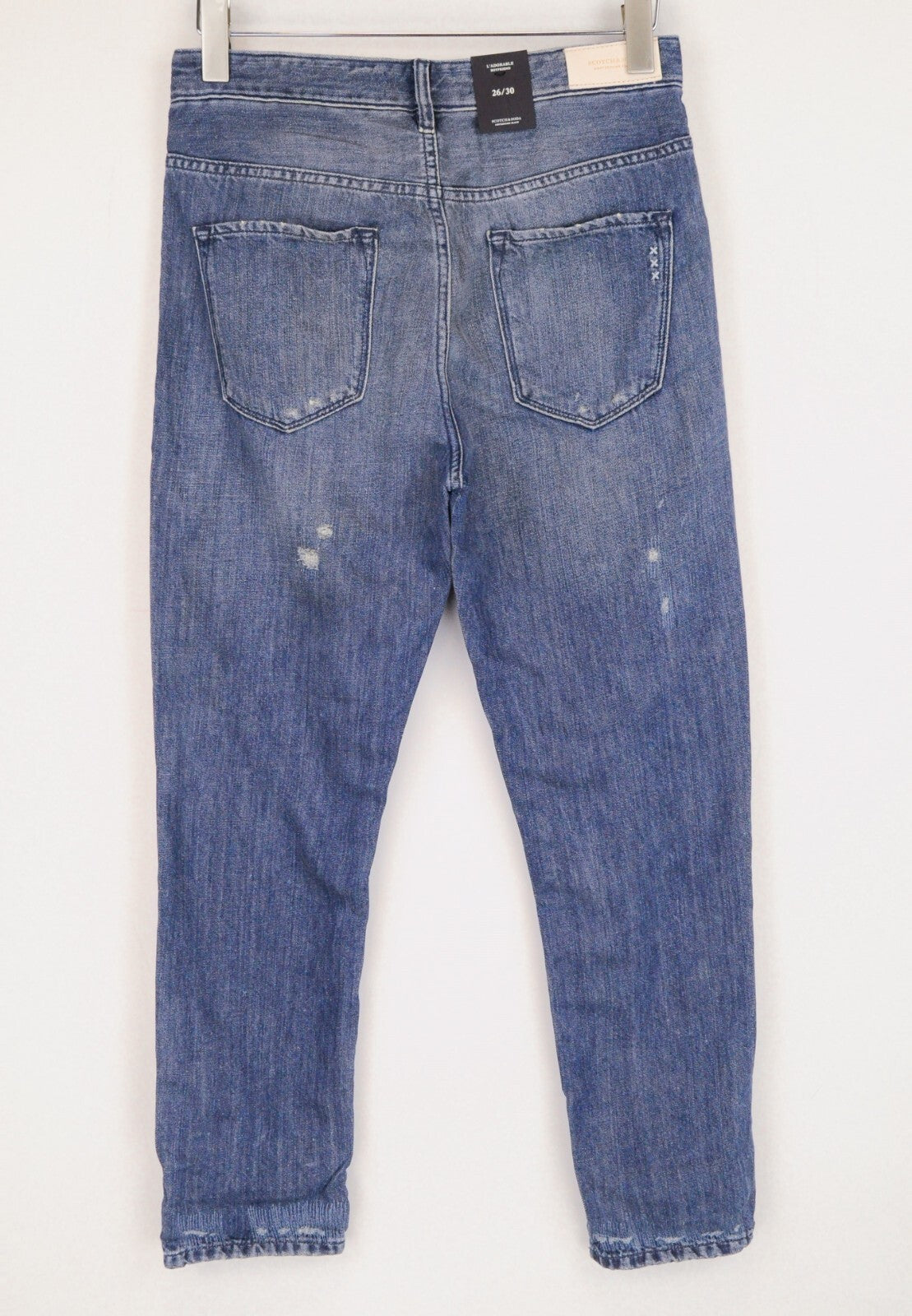 MAISON SCOTCH Womens Jeans W26/L30 Distressed Blue Linen Boyfriend L'Adorable
