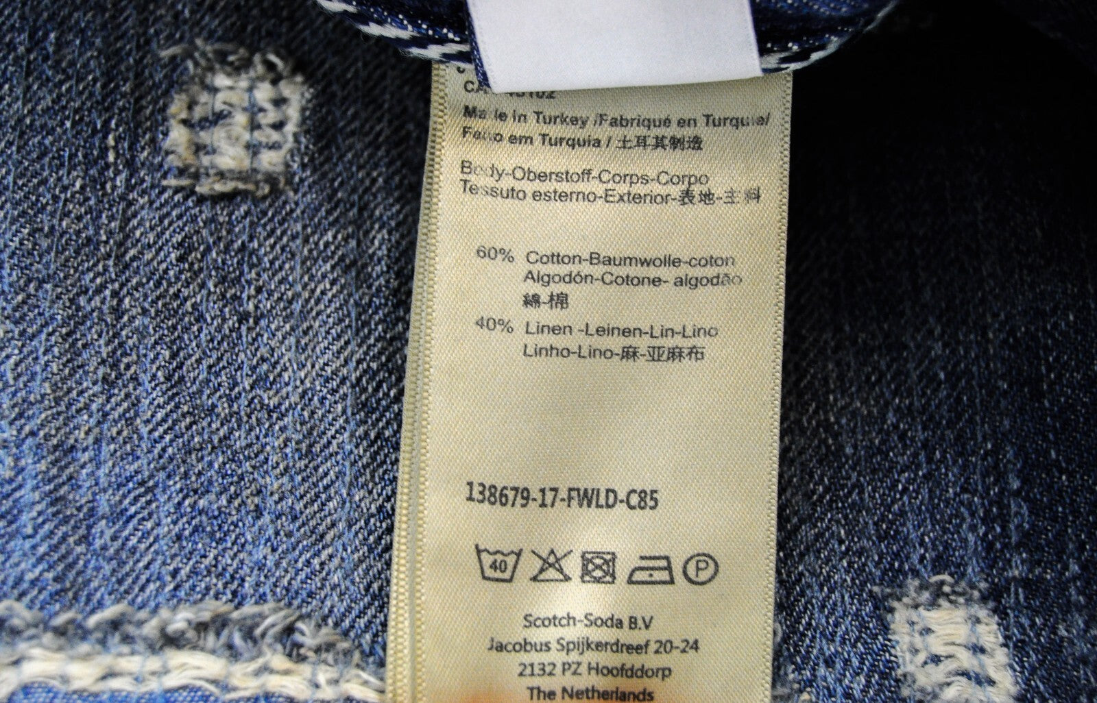 MAISON SCOTCH Womens Jeans W26/L30 Distressed Blue Linen Boyfriend L'Adorable